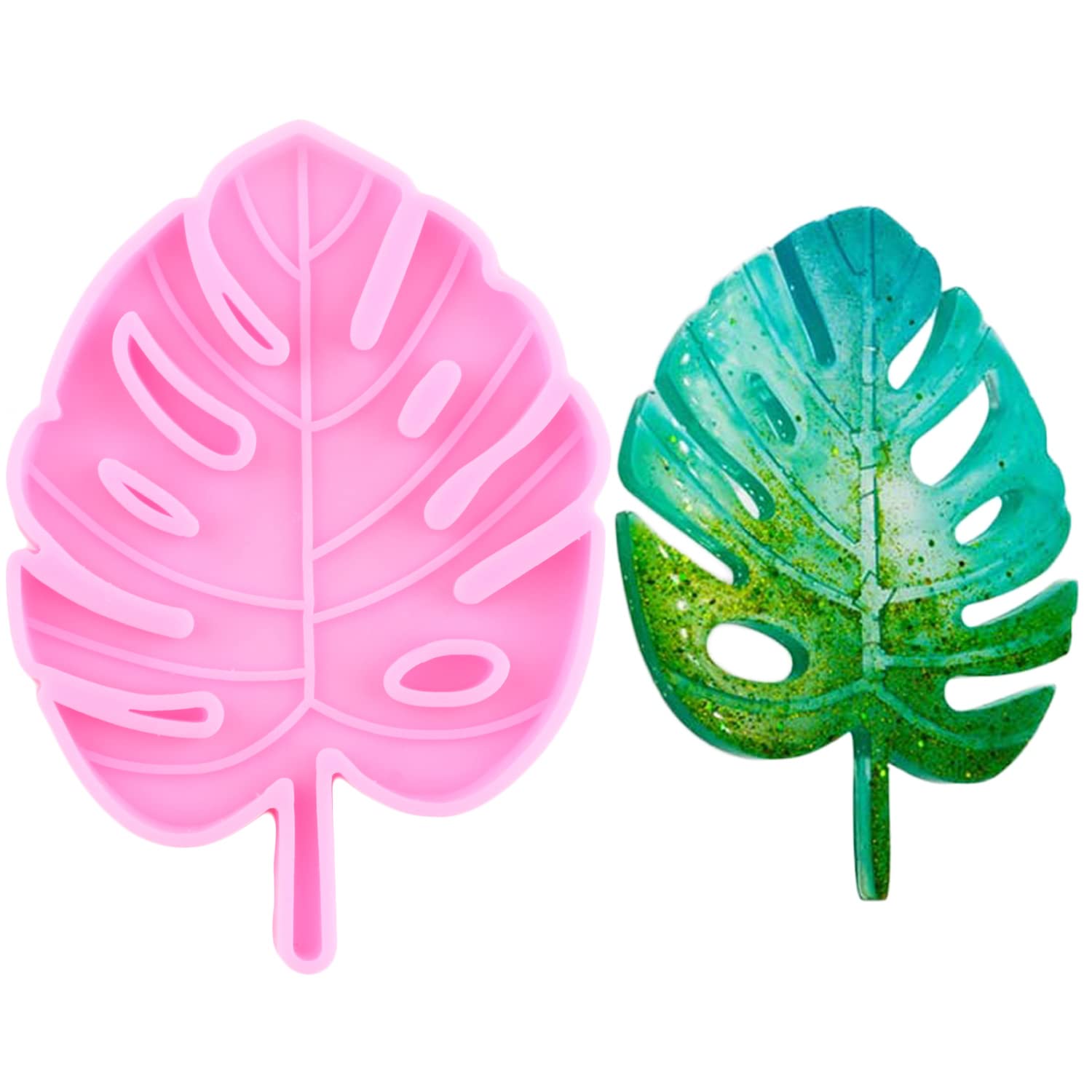 Mypracs Tropical Leaf Silicone Mold Monstera Leaves Fondant Molds Fern Leaf Candy Mold For Cake Decoration Cupcake Topper Chocol