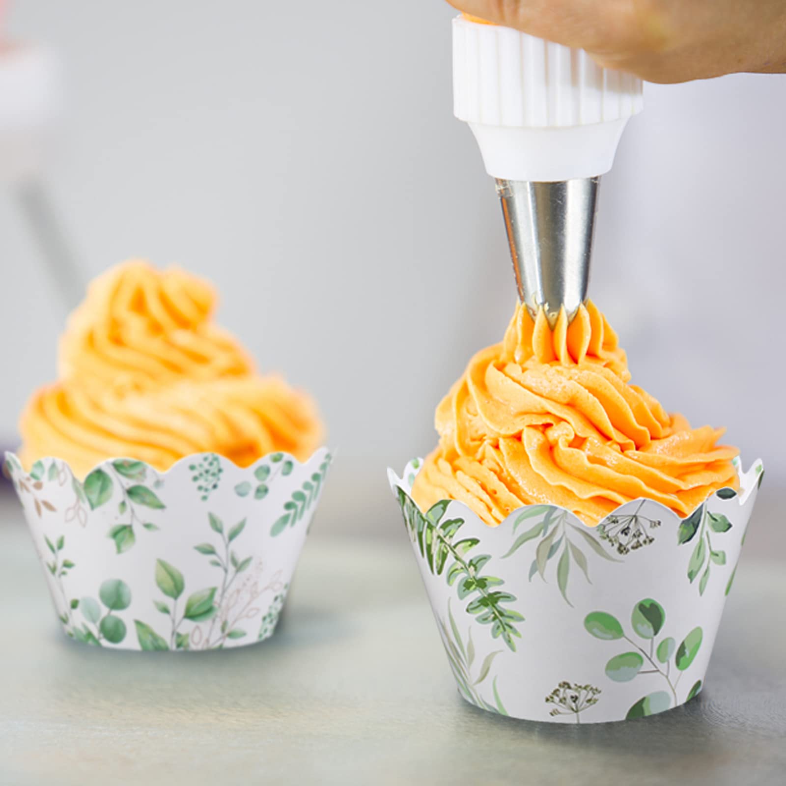 Greenery Cupcake Wrappers,50Pcs Eucalyptus Floral Cupcake Wrappers Rustic Cupcake Liners For Rustic Weddings,Wild Animals Baby S