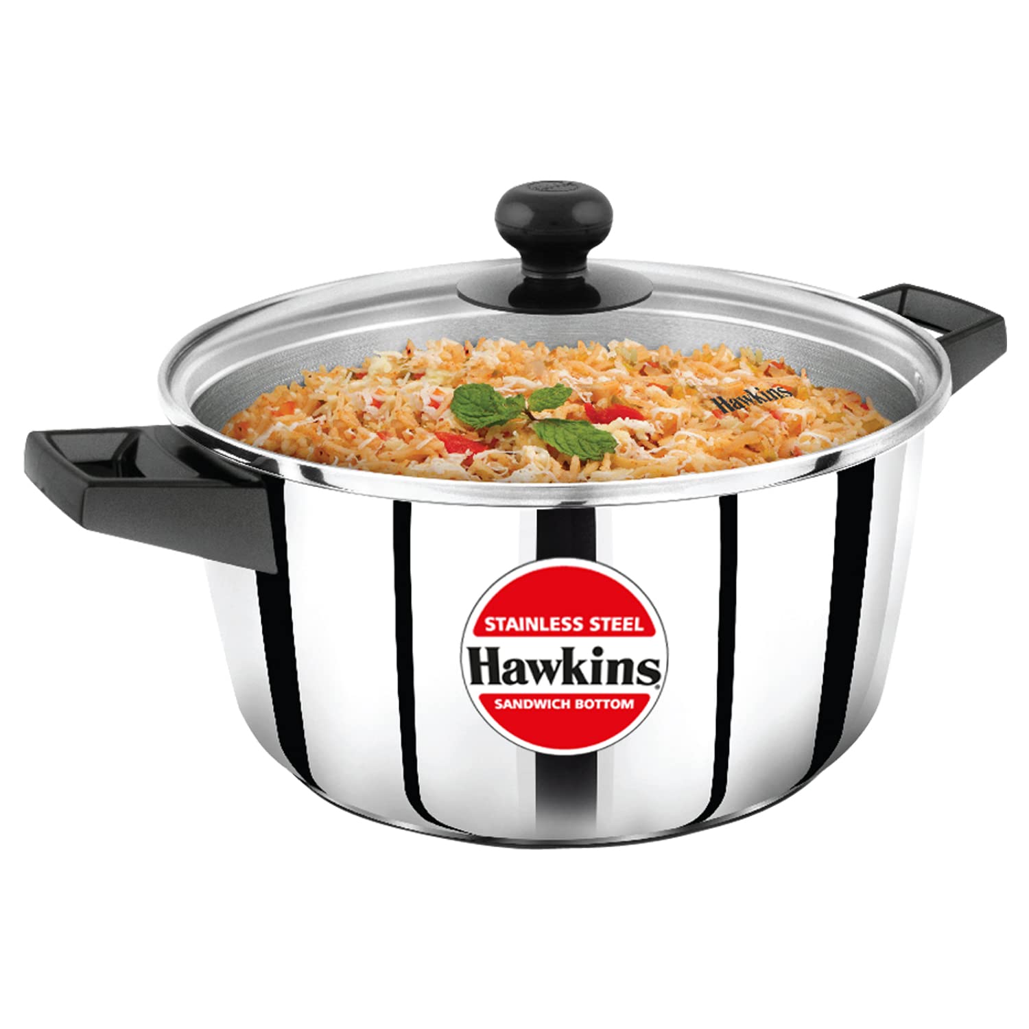 Hawkins 4 Litre Cook N Serve Casserole, Stainless Steel Saucepan With Glass Lid, Induction Pan, Sauce Pan For Cooking And Servin