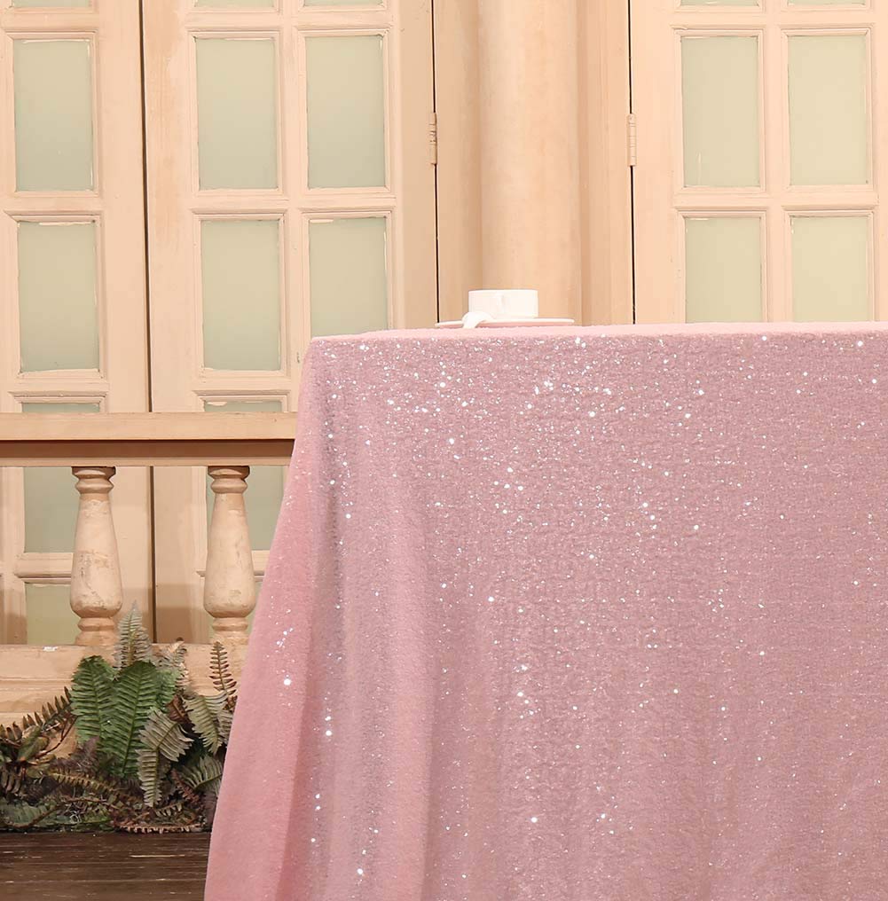 Squarepie Sequin Tablecloth 90 X 132 Inch Pink Sparkly Table Linen For Wedding Party