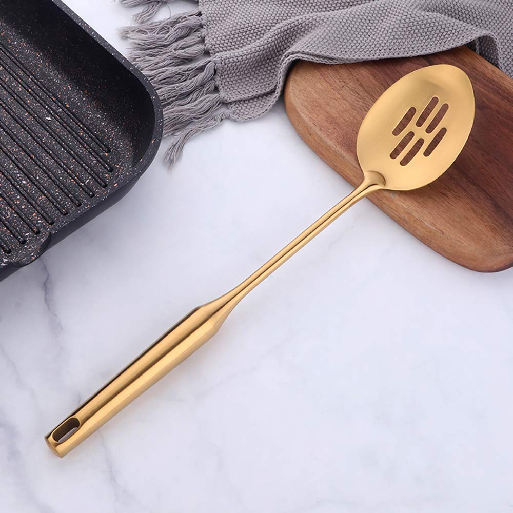 Slotted Spoon,Gold 14.69 Inch Long Handle Cooking Utensil Kitchen Tool By Buy Things!