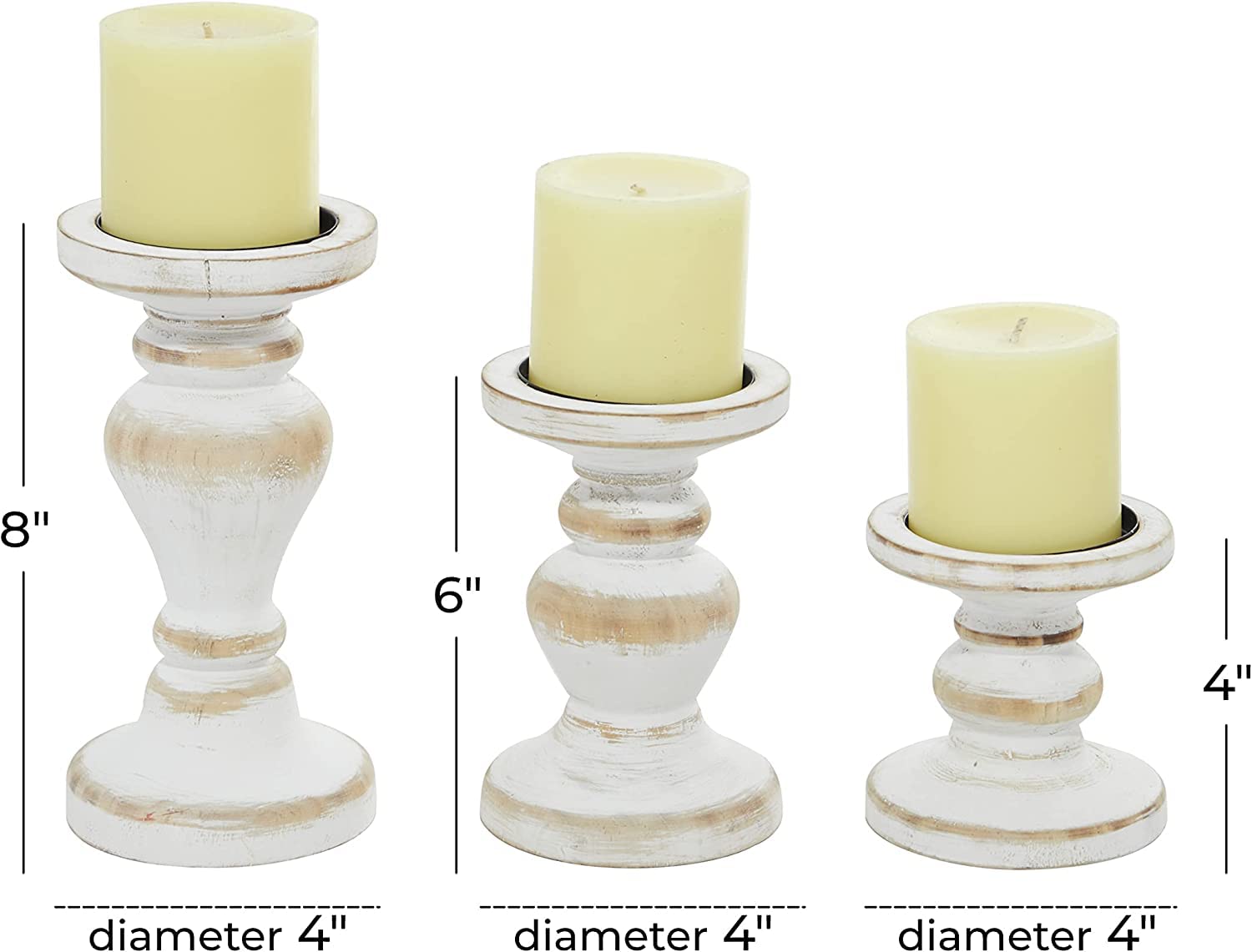 A Piece of Wood Candle Holder Dining Table Candle Stand Decorative Tealight Stand for Restaurant Offices Set of 3 with Distresse