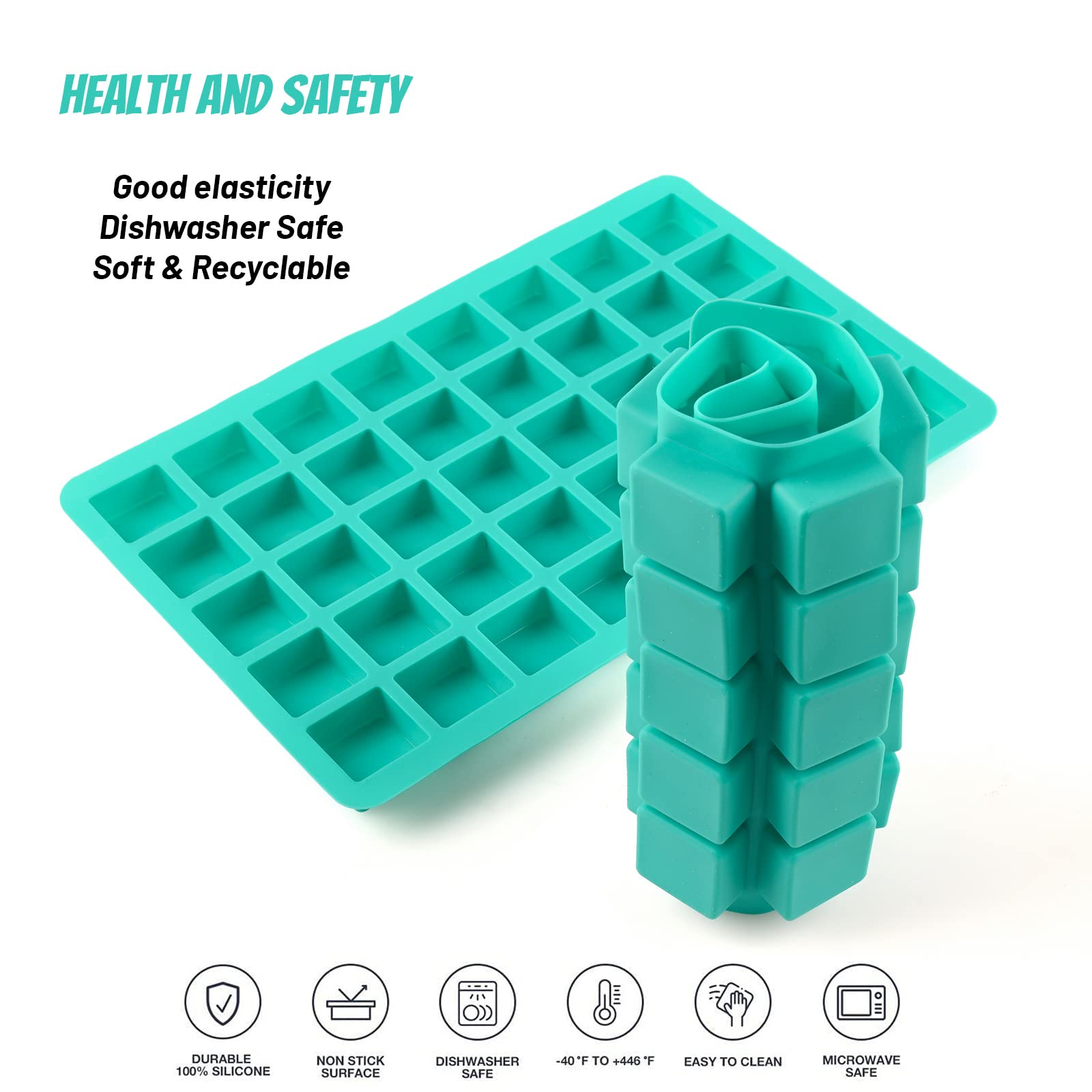 Sakolla 2 Pack Caramel Candy Molds Silicone 40 Cavities Square Silicone Chocolate Molds Mini Cubes Mold For Hard Candy, Ice Cube