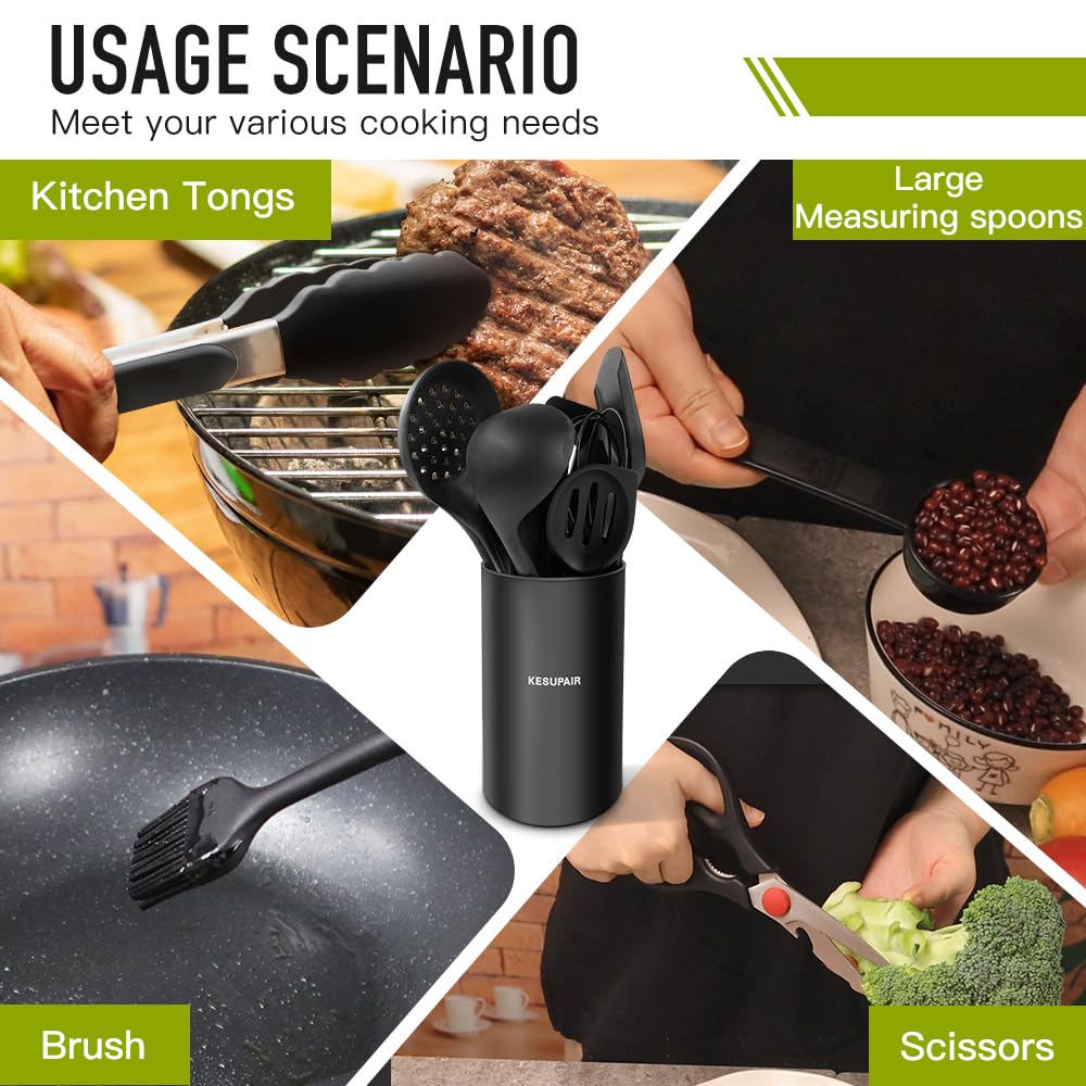Kitchen Utensils Set - 446F Heat Resistant Silicone Cooking Utensils Set-Kitchen Tools And Gadgets For Cooking Nonstick Cookware