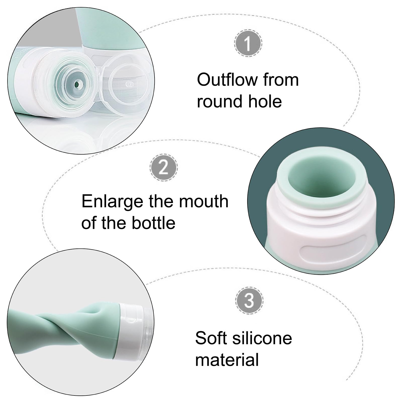 Zlongron 4 Pack Leak-Proof Mini Condiment Bottles, Food-Grade Silicone Squeeze Bottles, Easy To Carry As Travel Storage Bottles,