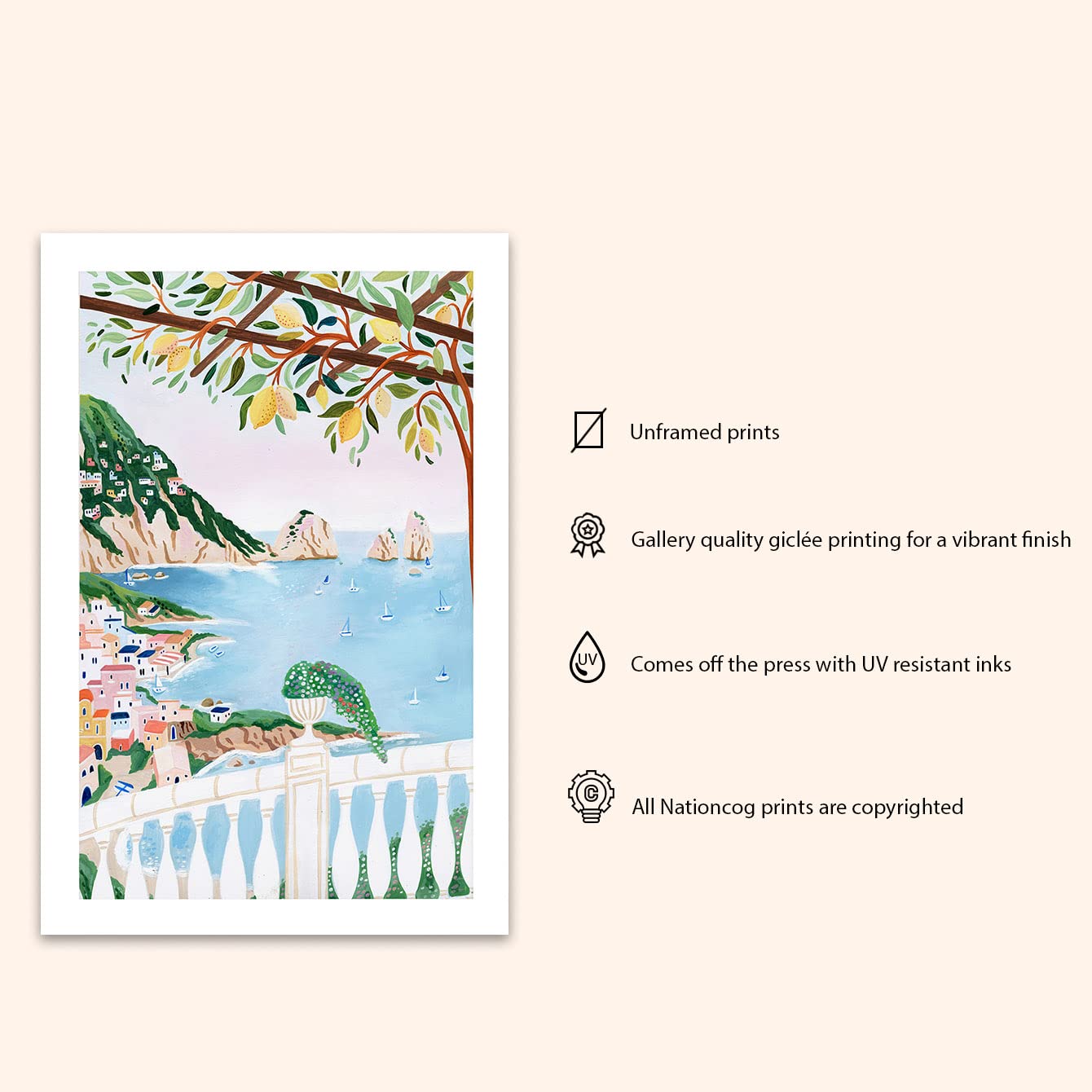 Capri Art Print, Italy Art Print, Amalfi Coast, Travel Gift, Travel Poster, Italian Coast, Housewarming, Wedding Gift (Unframed)