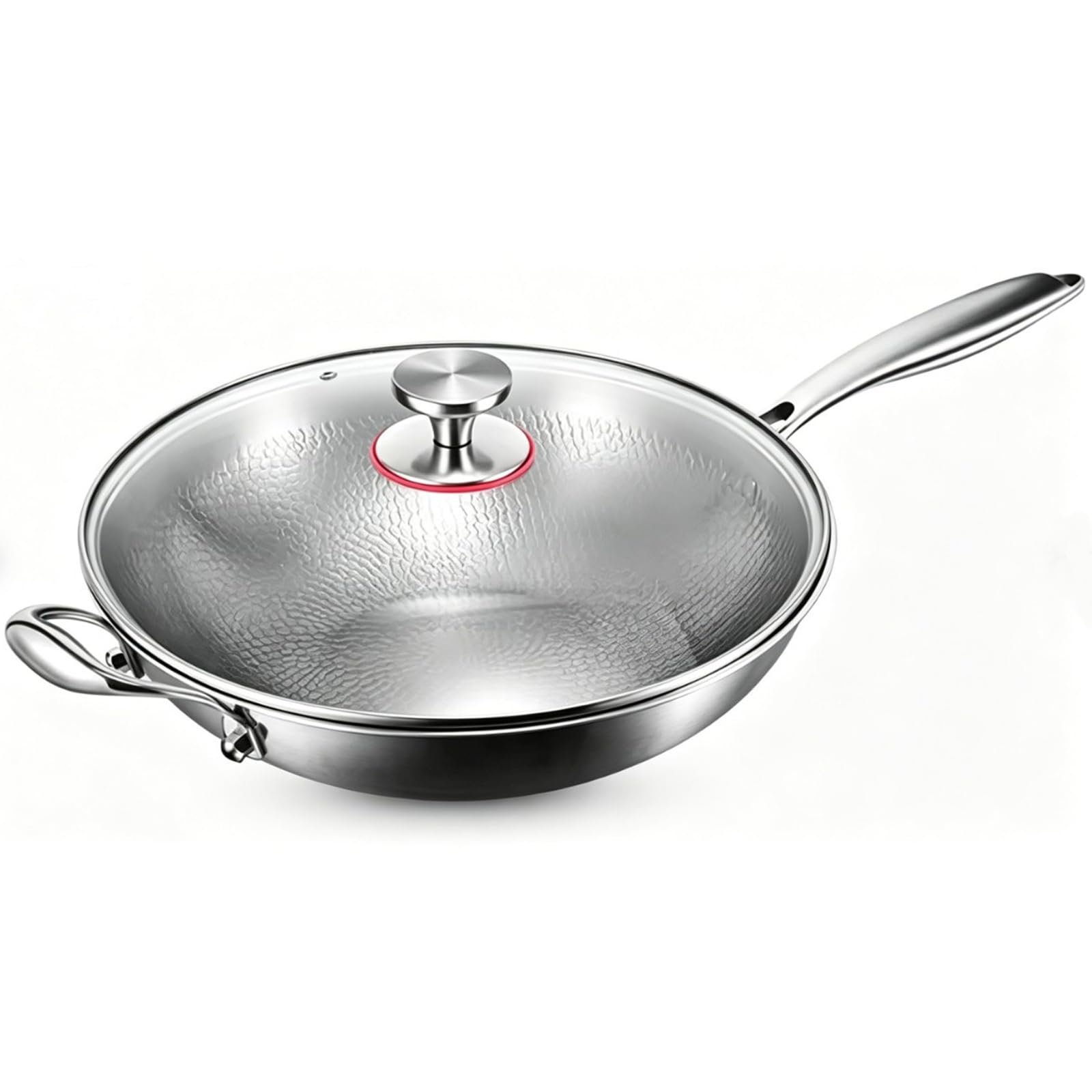 Toutrop Titanium Wok with Lid,Titanium Wok Pan for Cooking,14 Inch Non Stick Wok Pan,No Coating Titanium Frying Pans,PFAS/PFOA/P