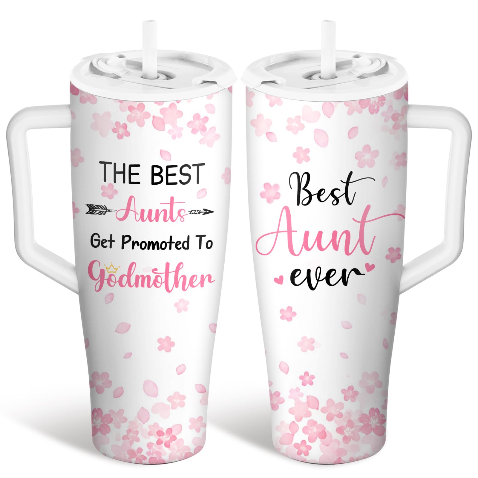 xiiai 40oz Best Aunt Ever Tumbler with Handle and Straws, Gifts for Aunt