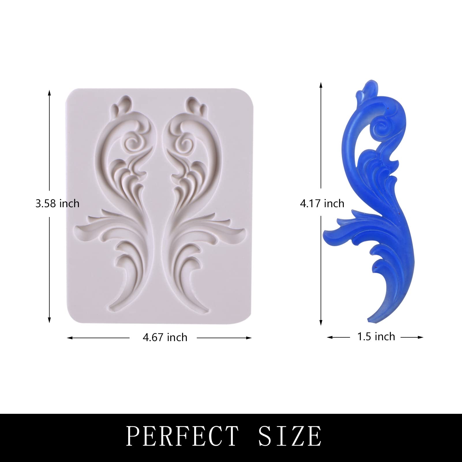 Baroque Fondant Border Mold, Relief Chocolate Silicone Cake Decor Candy Mould, For Birthday Wedding Cake Cupcake Decoration, Res