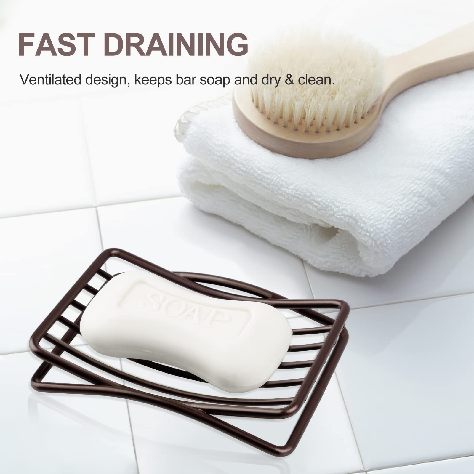Guukar Soap Dish For Shower Bathroom Bar Soap Holder, Stainless Steel Self-Draining Sponge Holder For Kitchen Sink Bathtub, Easy