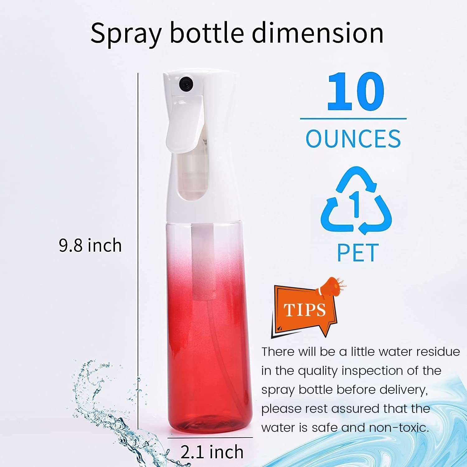 (2 Packs) Hair Spray Bottles, Continuous Water Mister Spray Bottle Empty For Hairstyling, Skin Care, Cleaning And Plant Spraying