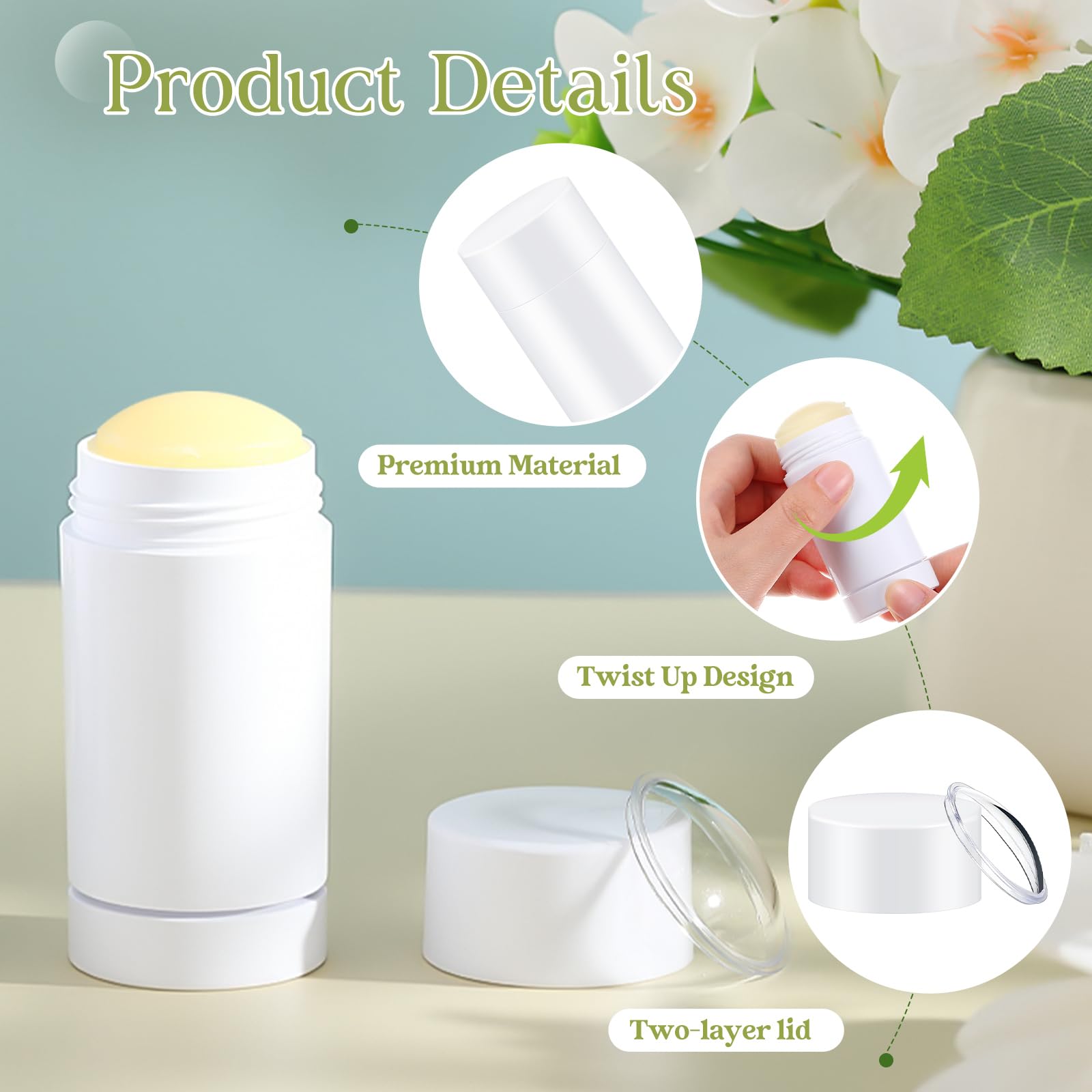 Teenyyou 50 Pcs 30 Ml Empty Deodorant Containers Twistup Filling Stick Plastic Deodorant Container Refillable Bottles Bottomfill