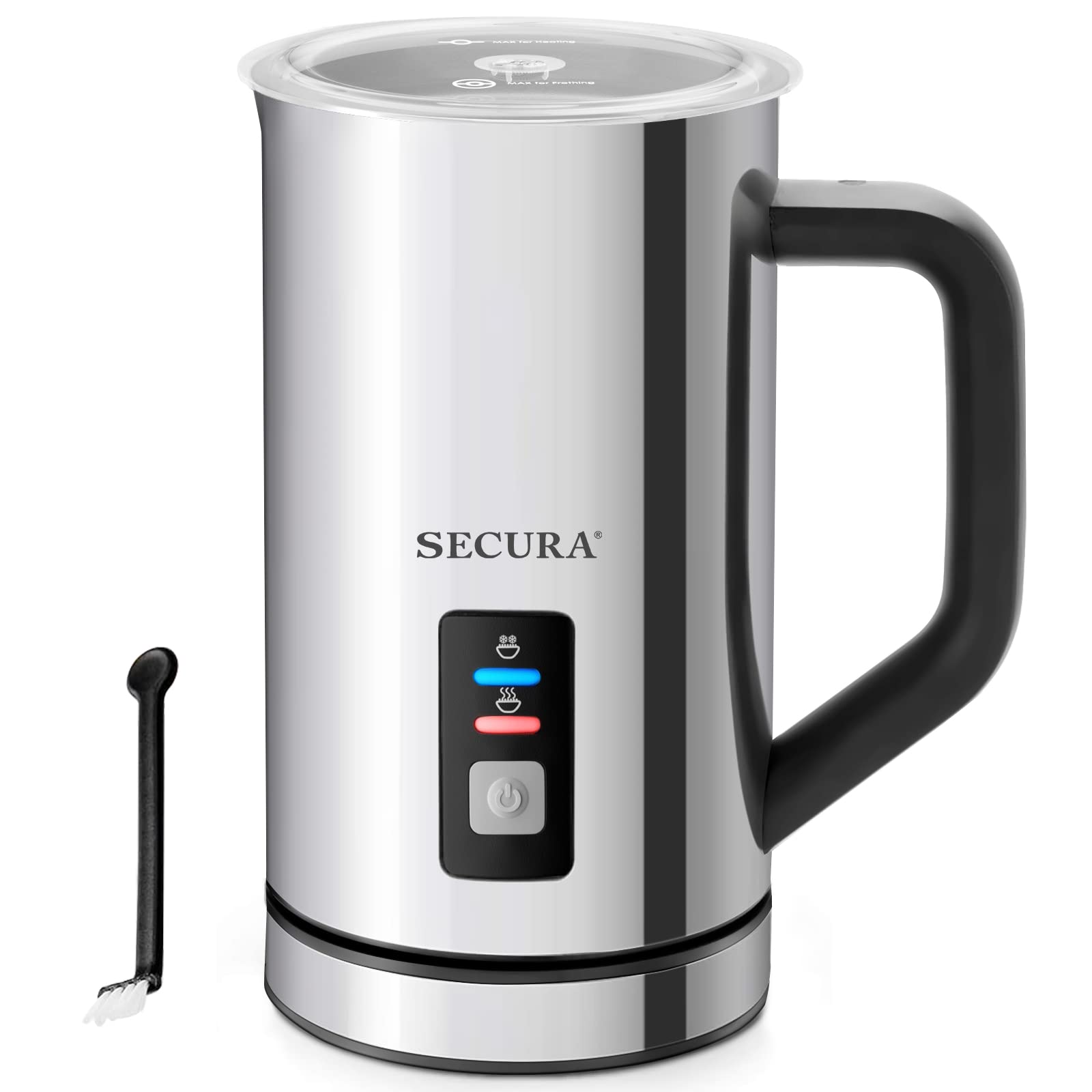 Secura Milk Frother, Electric Milk Steamer Stainless Steel, 8.4oz/250ml Automatic Hot and Cold Foam Maker and Milk Warmer for La