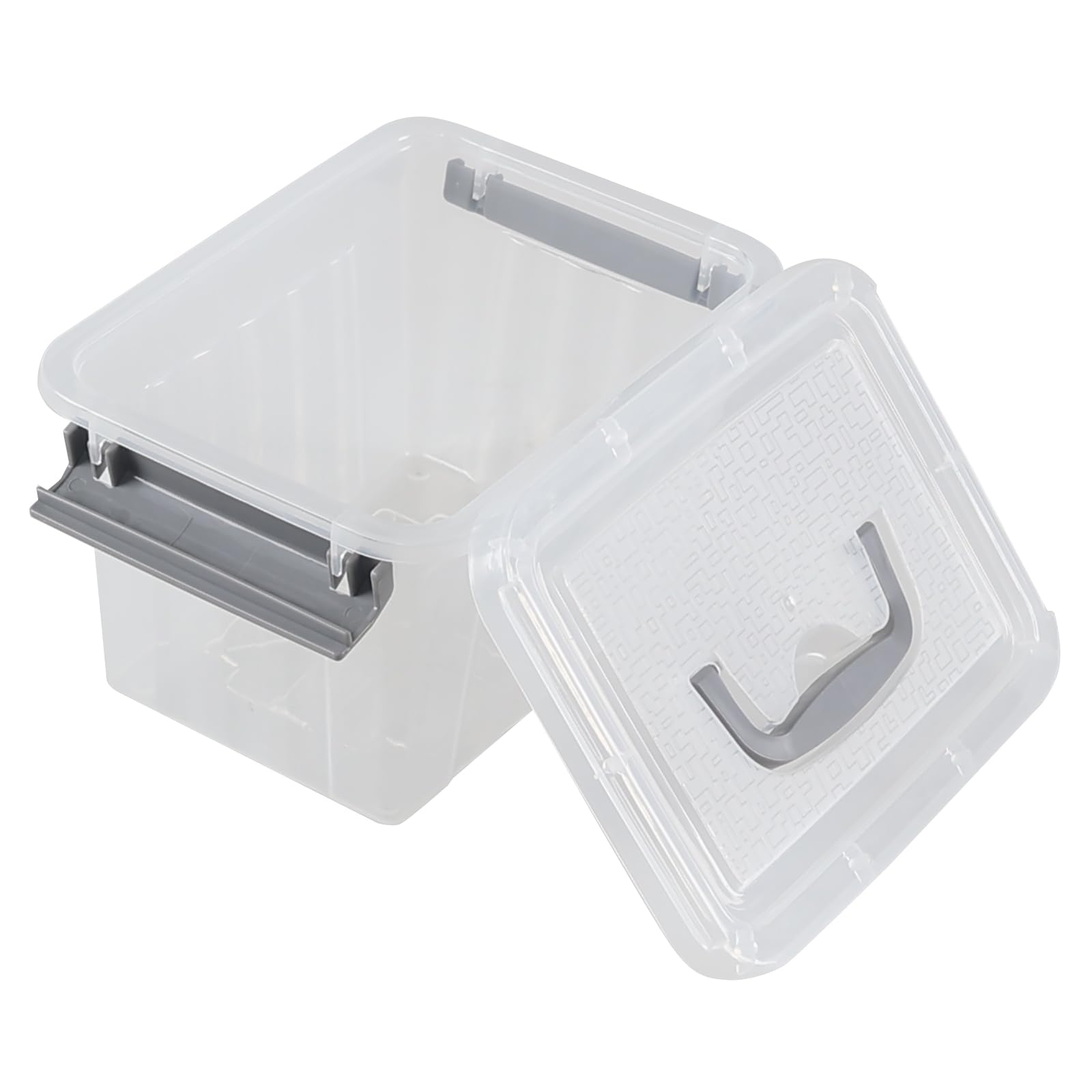 Waikhomes 6-Pack 6 Quart Plastic Storage Box, Small Latch Lidded Bin With Handle, Clear