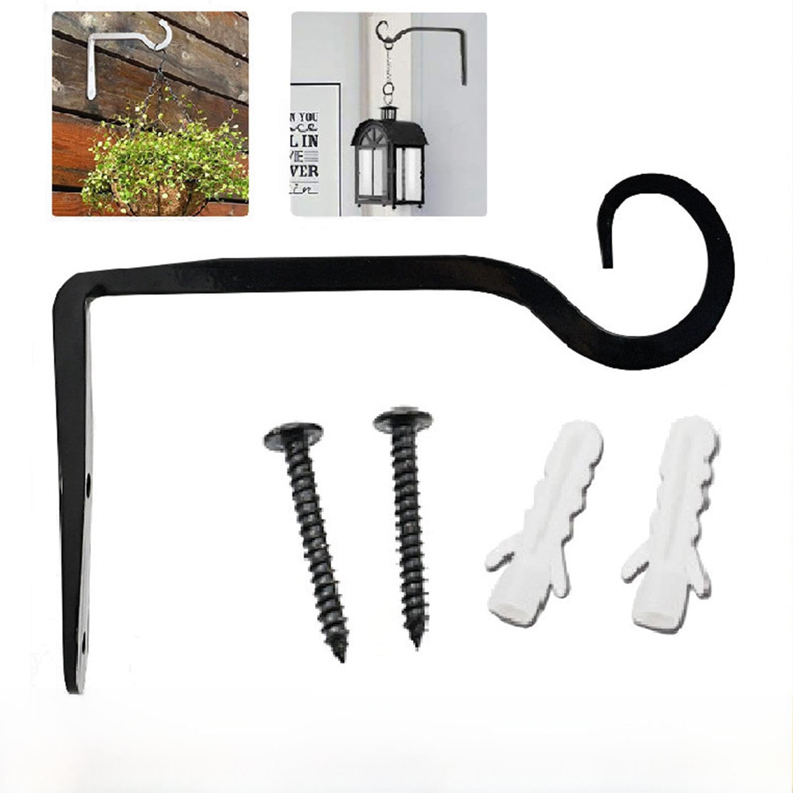 Merishopp 2 Pieces Iron Hanging Plant Brackets Plant Hangers For Indoor Flower Baskets Black 15.5Cmx10.2Cm