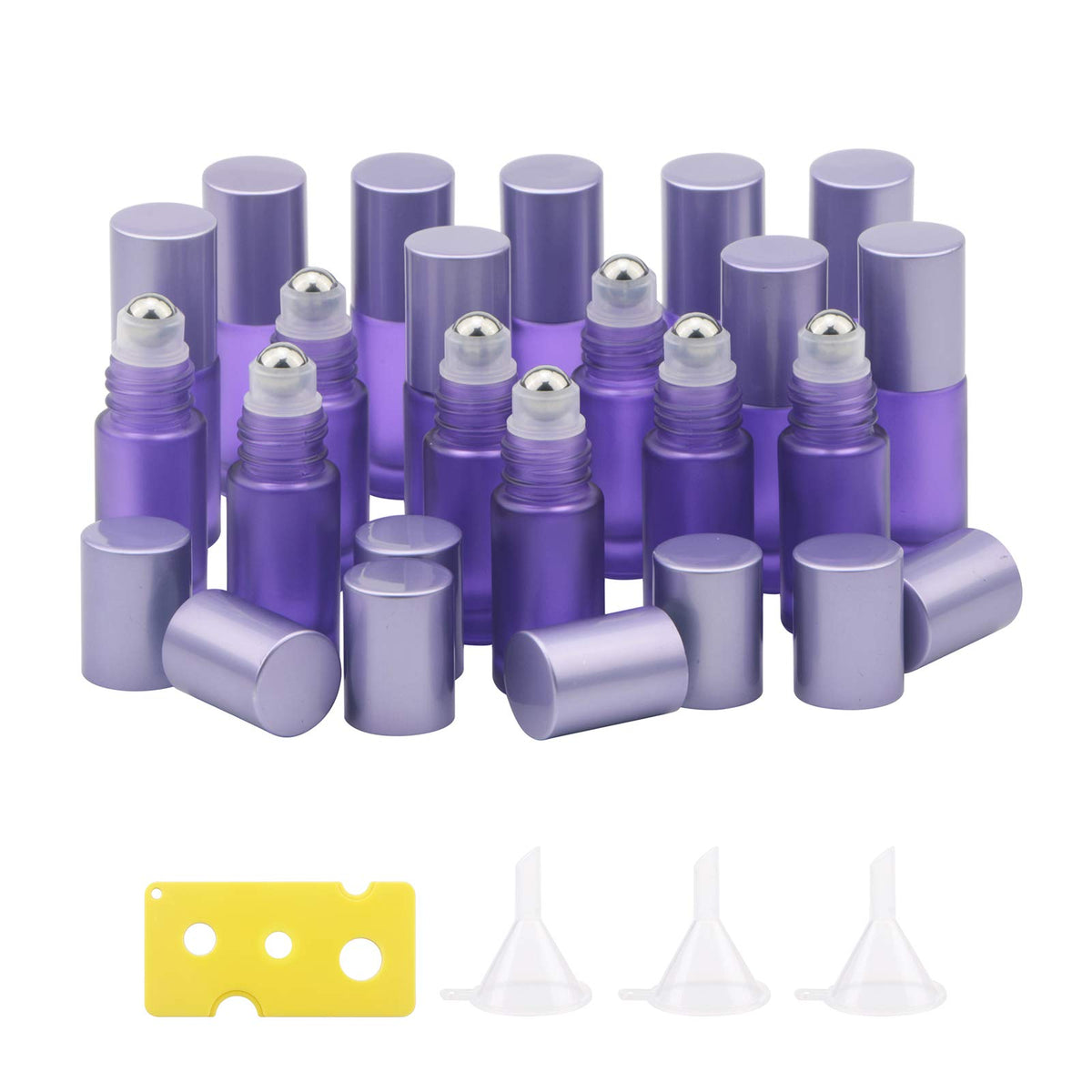 Ellbest 17Pcs 5Ml Glass Roller Bottle For Essential Oil Reusable Rolling Bottles With Stainless Steel Roller Balls & Funnels (Ma