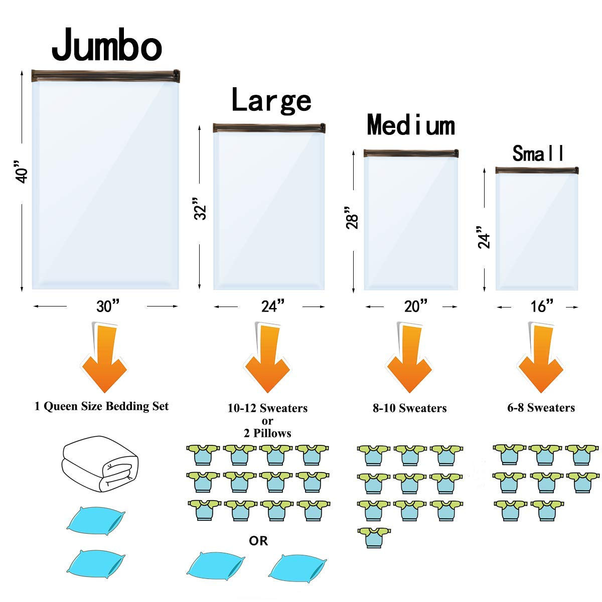 Vacuum Storage Bags (5 x Medium  5 x Small)  Space Saver Sealer Compression Bags with Travel Hand Pump for Blankets  Comforters  Pillows  Clothes Storage