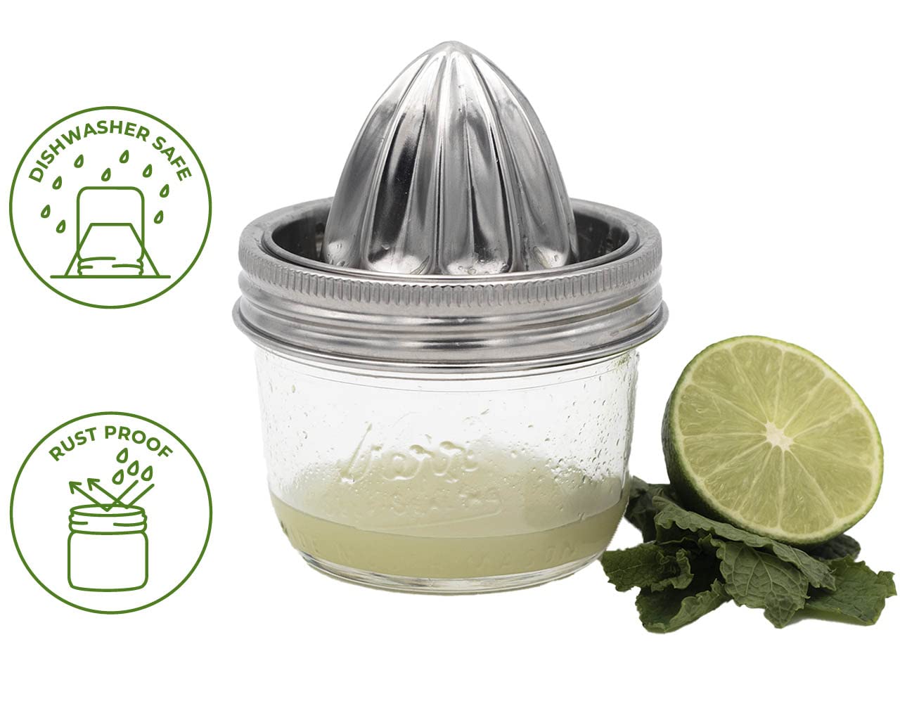 Stainless Steel Juicer Lid For Mason Jars | Metal Citrus Lemon Juice Squeezer Manual Juicer Mason Jar Top For Wide Mouth Jars |