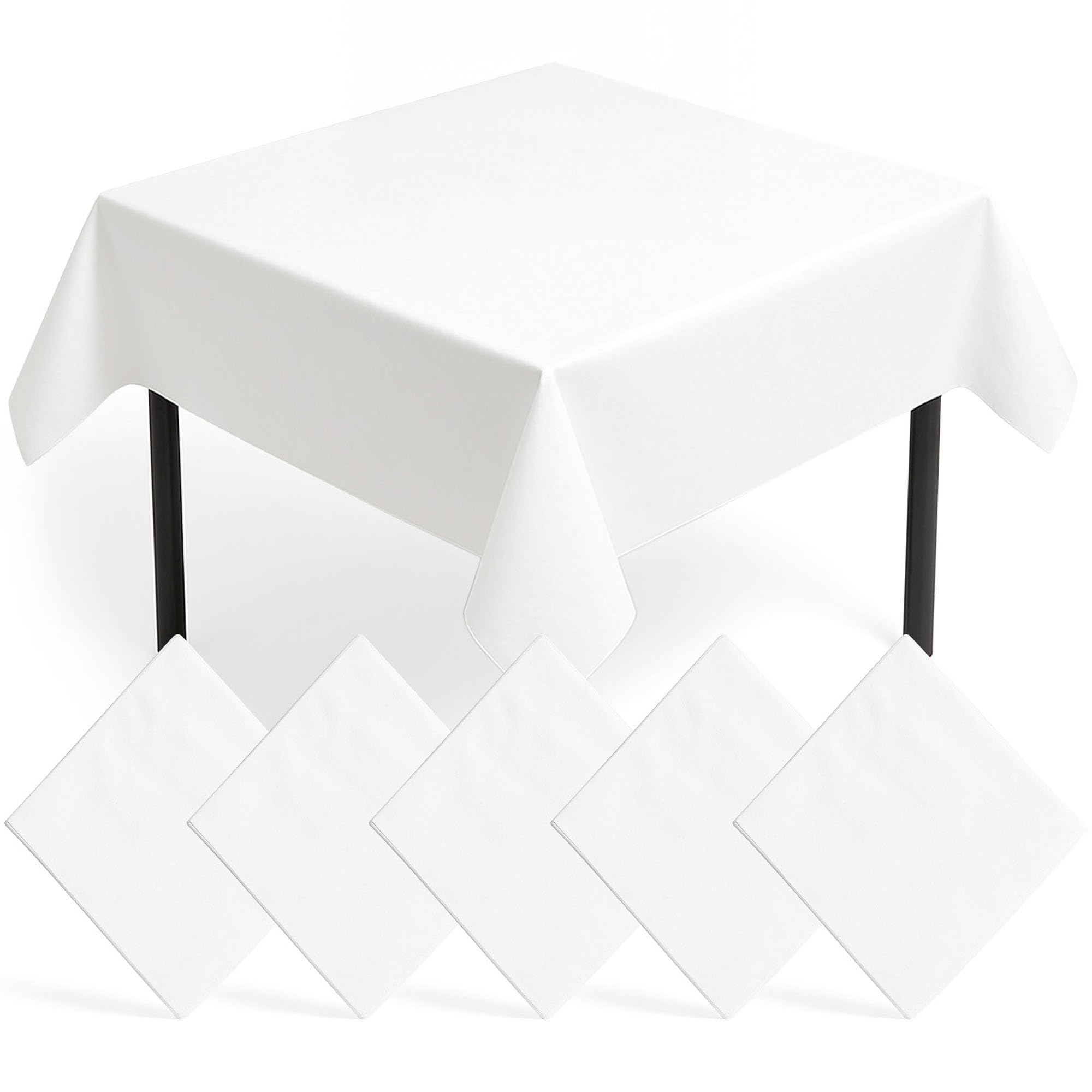 5pk White Paper Table Covers | 90x90cm Paper Tablecloths for Parties | White Table Cover Disposable Table Clothes For Parties | 