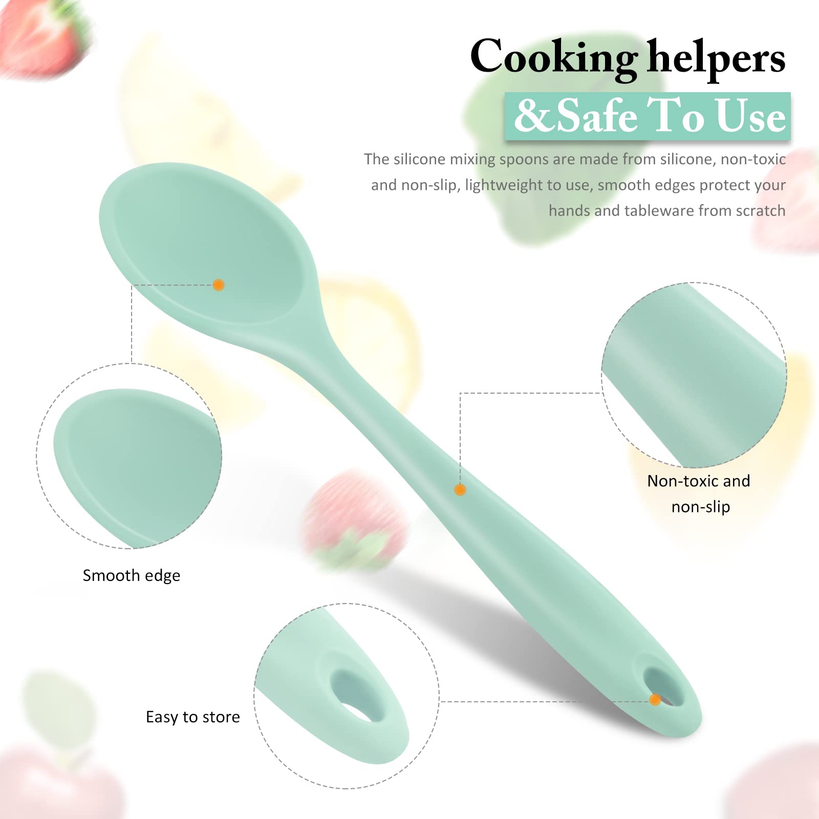 4 Pieces Silicone Mixing Spoon For Cooking Heat Resistant, Large Silicone Basting Spoon Utensil Spoon Non-Stick Serving Spoon Fo