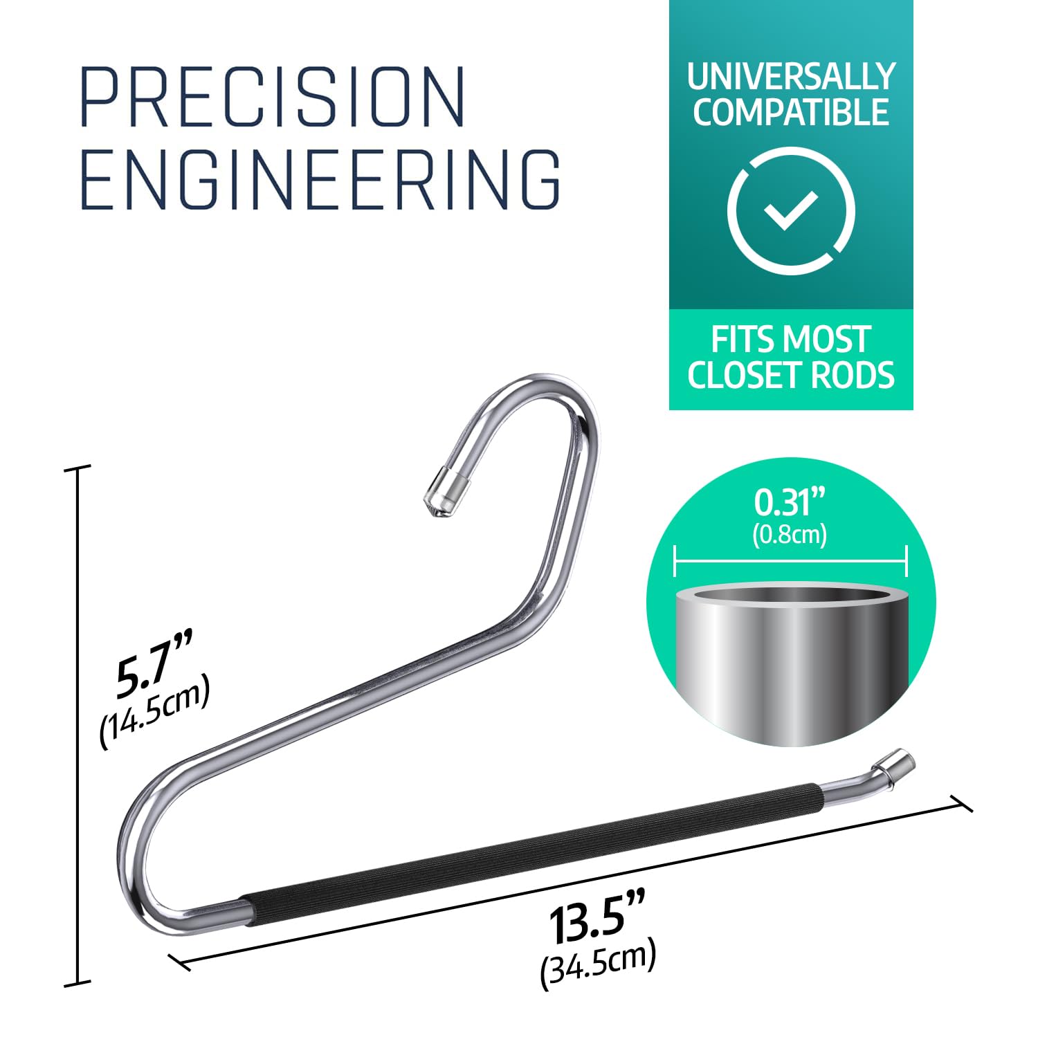 Set Of 50 Stainless Steel Non-Slip Open-Ended Trouser Hangers - Durable Pant Organizers