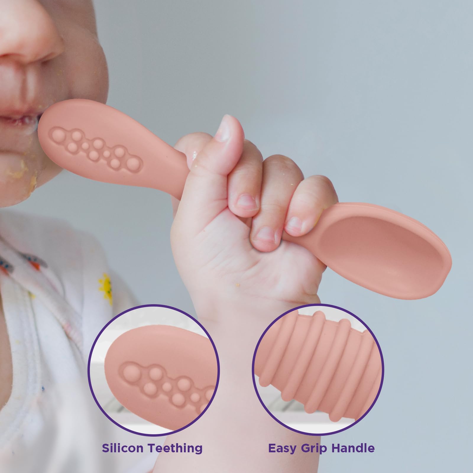 Silicone Baby Spoon, Baby Led Weaning, First Stage Baby Spoons, Baby Feeding Spoon Set Gum Friendly Bpa Lead Phthalate & Plastic