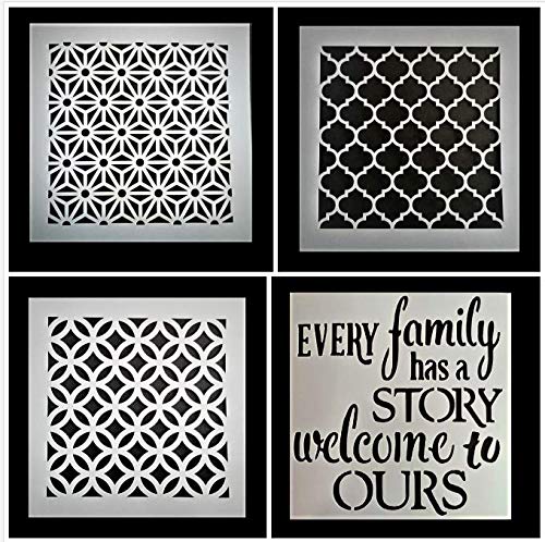DCAD Stencils  Reusable Craft Stencils for Sketching/Painting/Scrapbooking & Mixed Media Flower,Moroccon,Family Quotation,Geom