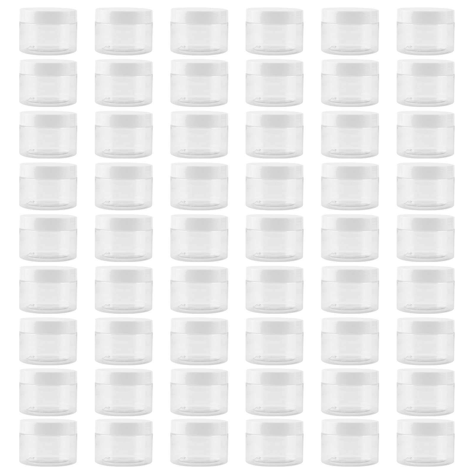 Lexinin 65 Pack 4Oz Clear Plastic Jars With White Lids, 120Ml Wide-Mouth Plastic Jars, Empty Round Slime Containers For Nuts, Ca