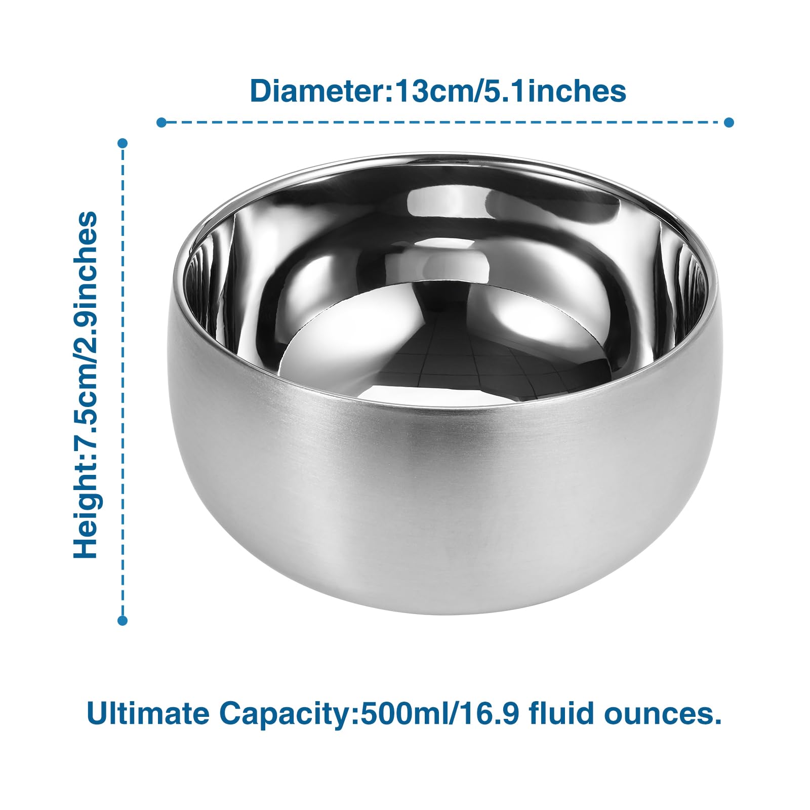 Bidponds 16.9 Fl Oz Ice Cream Bowl,Stainless Steel 316# Insulated Bowl,Double Wall Vacuum Soup Bowl Cereal Bowl Salad Bowl, Dish