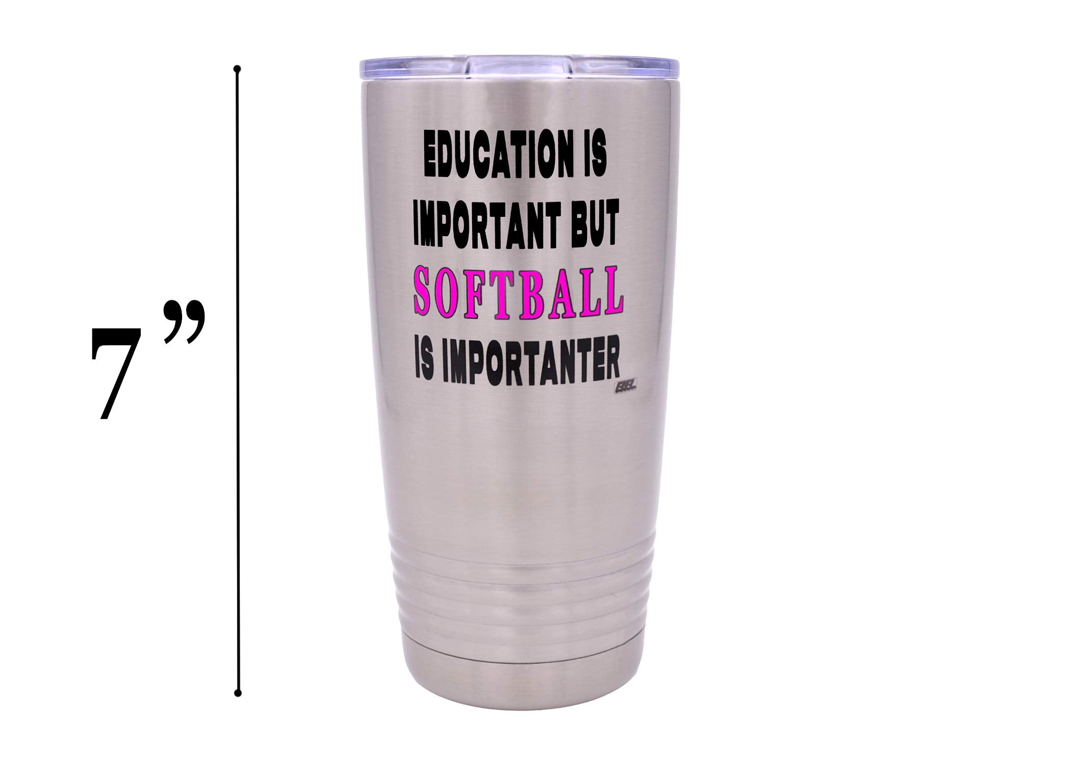 Rogue River Tactical Funny Softball Player 20 Oz. Travel Tumbler Mug Cup W/Lid Education Important Gift Idea