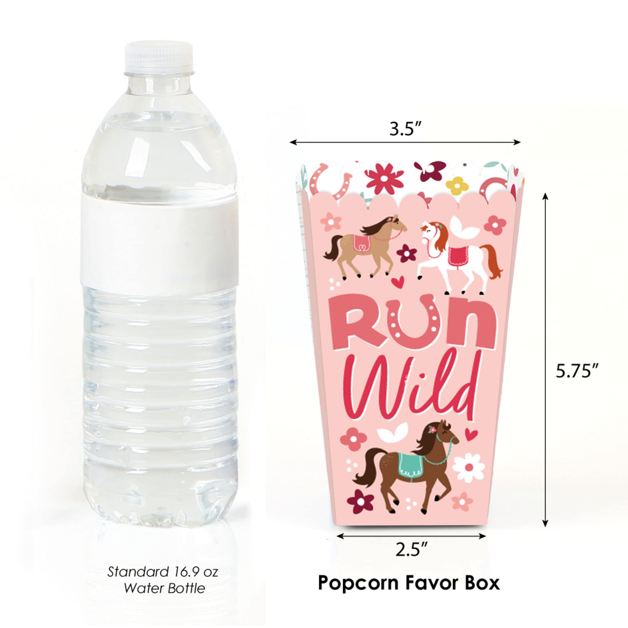 Big Dot Of Happiness Run Wild Horses - Pony Birthday Party Favor Popcorn Treat Boxes - Set Of 12