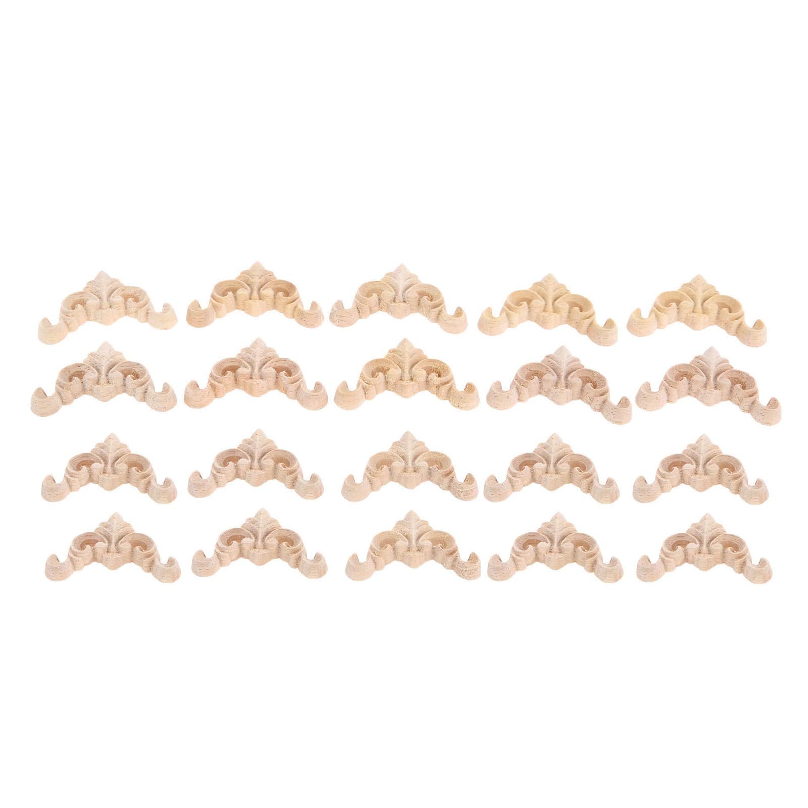 20Pcs Furniture Onlay Applique Frame for Home  4x4cm/1.57''x1.57''  Unpainted Woodcarving Corner Decal Cabinet Door Wall Ceiling Dresser