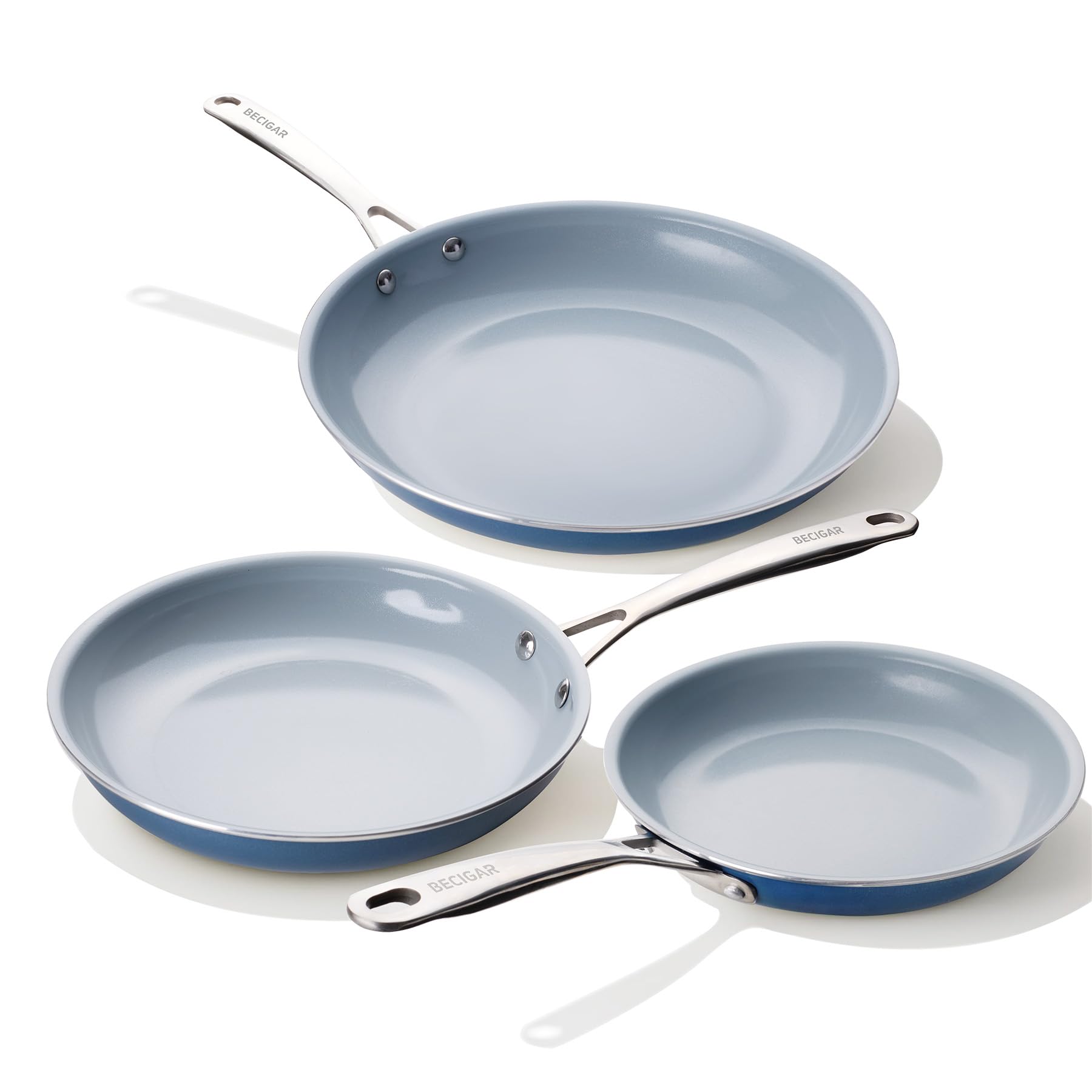 Becigar Nonstick Ceramic Frying Pan 3Pc Blue