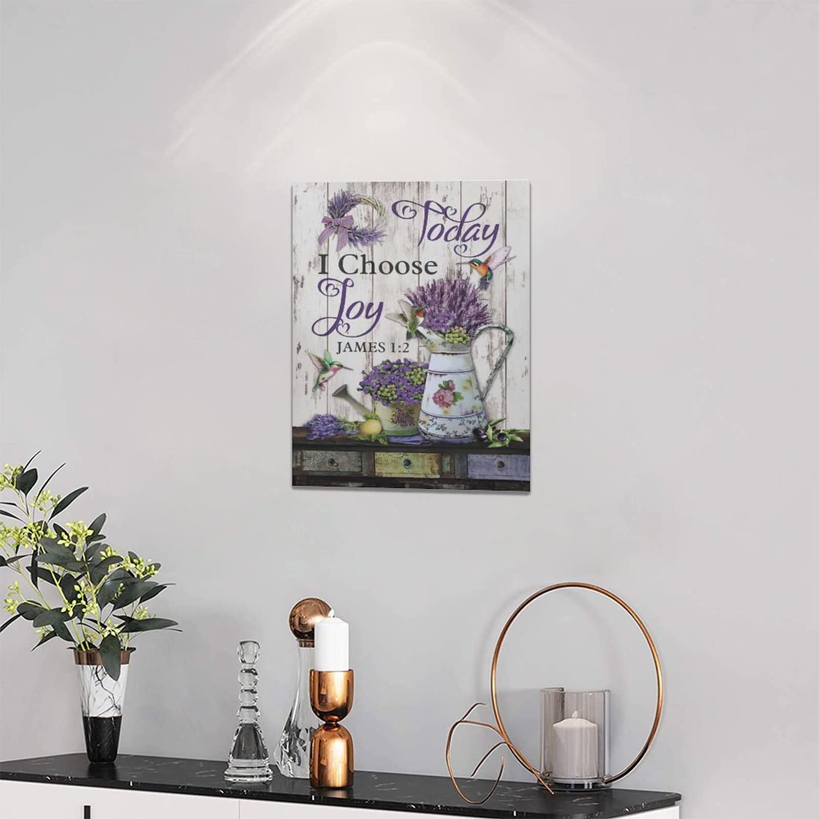 Purple Lavender Wall Art Farmhouse Today I Choose Joy Pictures Canvas Decor Country Flower Hummingbird Painting Prints Framed Ar