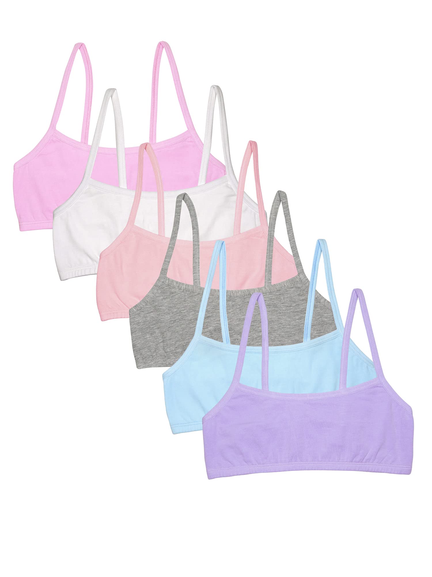 Fruit Of The Loom Girls Spaghetti Strap Sports Bra, Hyacintheyeshadowgrey Heatherwhitelilacblushing Rose, 28