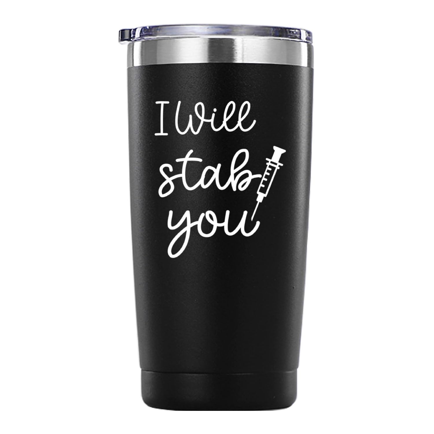 Nurse Gifts.I Will Stab You Tumbler Gifts.20 Oz (Black)Nursing Graduation Mug Gift For Nurses Birthday Christmas Appreciation Gi