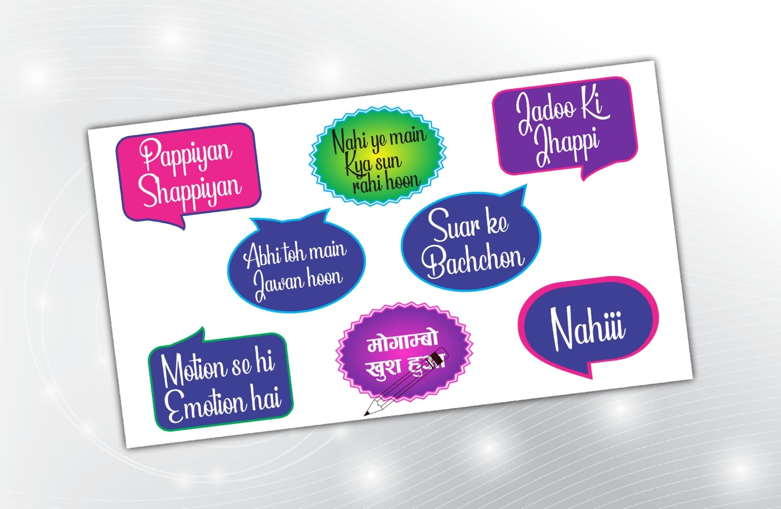 PartyStuff Movies Theme Props  Bollywood Movies Speech Bubbles (8 Cards)