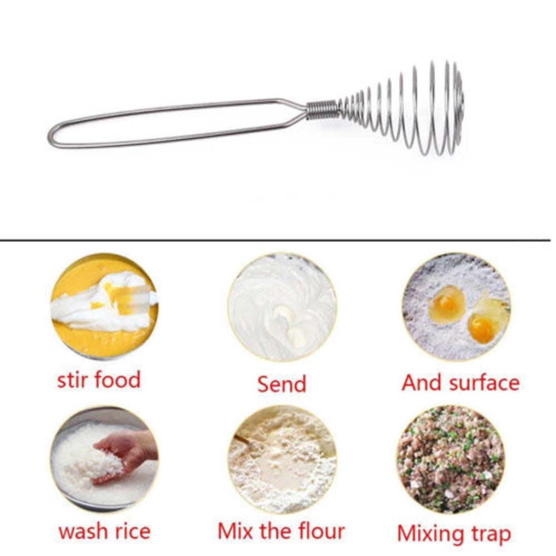 Spring Whisk, I Kito Stainless Steel Manual Eggbeater Hand Egg Mixer Whisk Blender Stirring Beater Cream Frother Flour Stirrer F