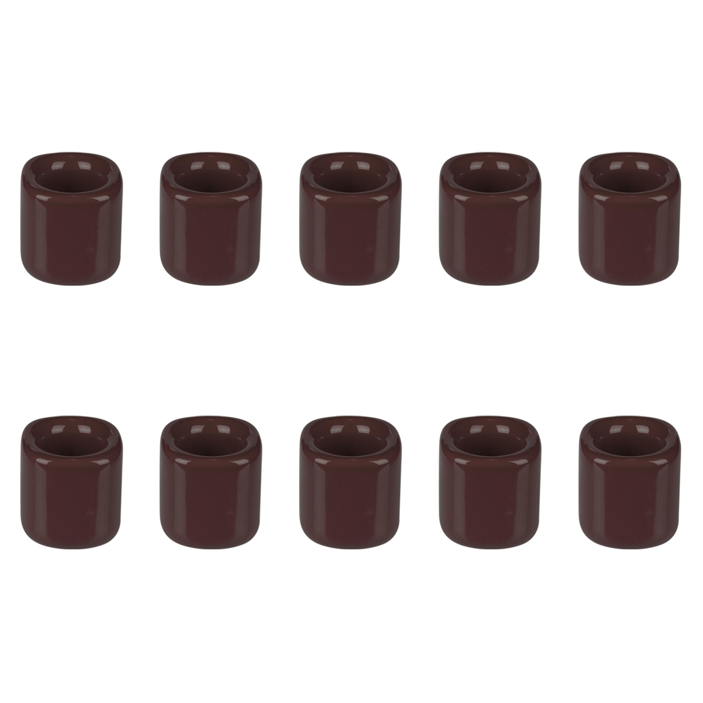 Mega Candles 10 pcs Brown 1/2 Inch Diameter Ceramic Chime Ritual Spell Candle Holders, Great for Casting Chimes, Meditation, Rit
