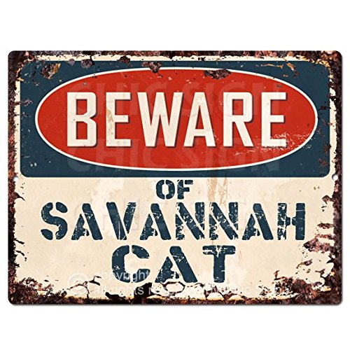 Beware of Savannah CAT Chic Sign Vintage Retro Rustic 9x 12 Metal Plate Store Home Room Wall Decor Gift