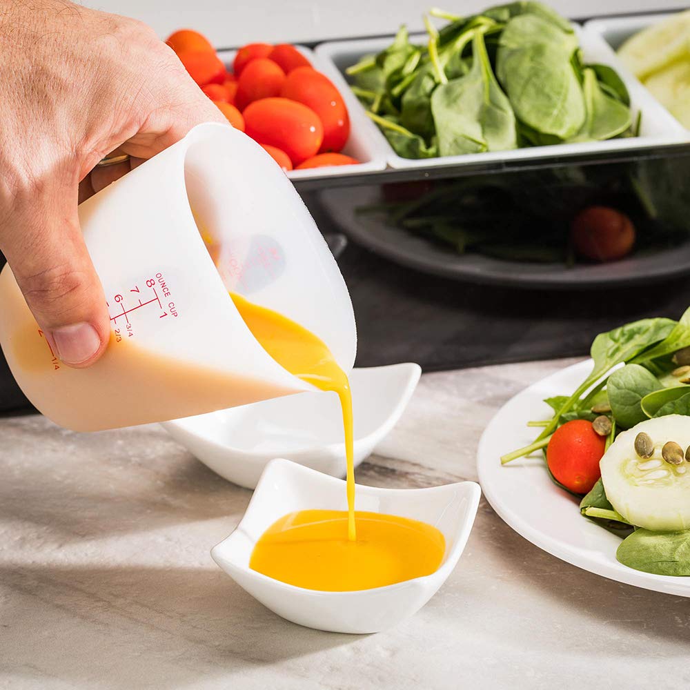 Restaurantware 1 Cup Flexible Measuring Cup 1 Heat-Tolerant Rubber Measuring Cup - Microwavable Dishwashable Translucent Silicon
