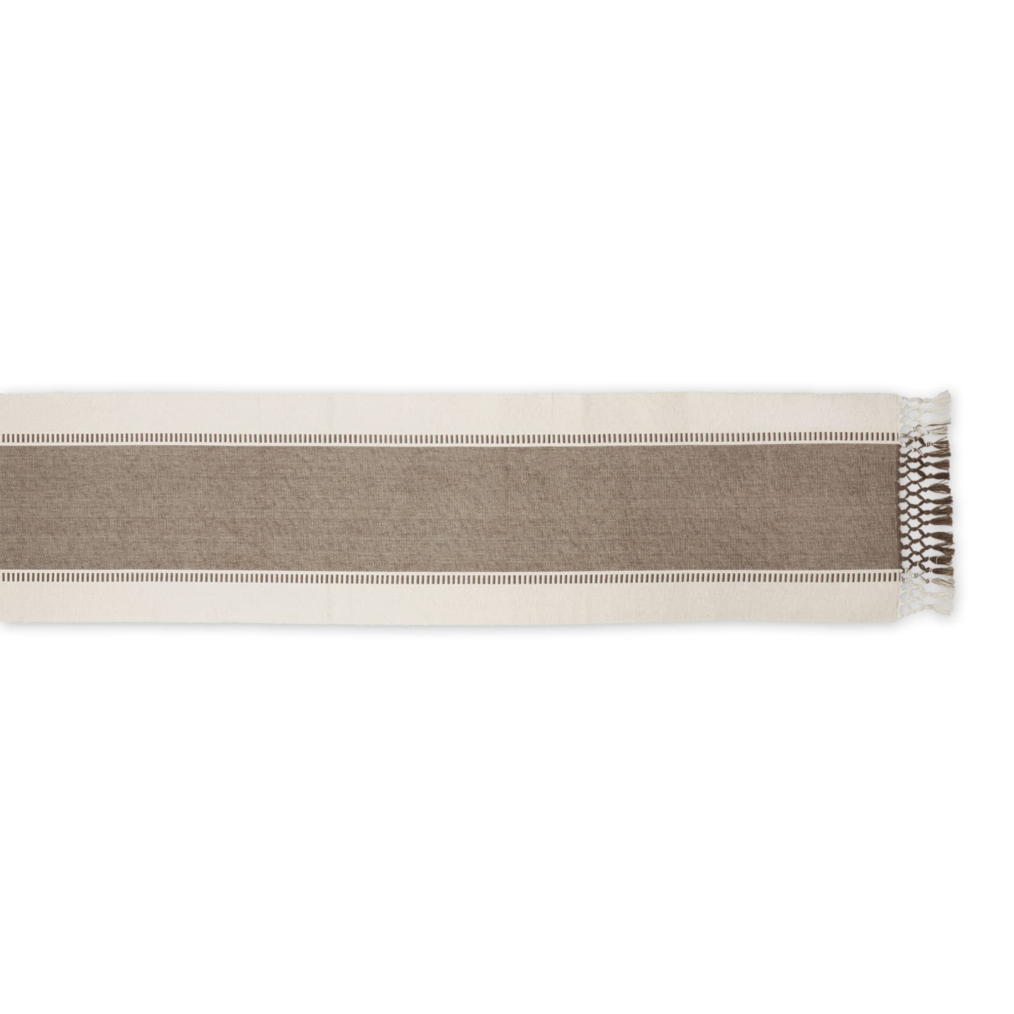 BROWN DOBBY STRIPE RIBBED TABLE RUNNER 13x72