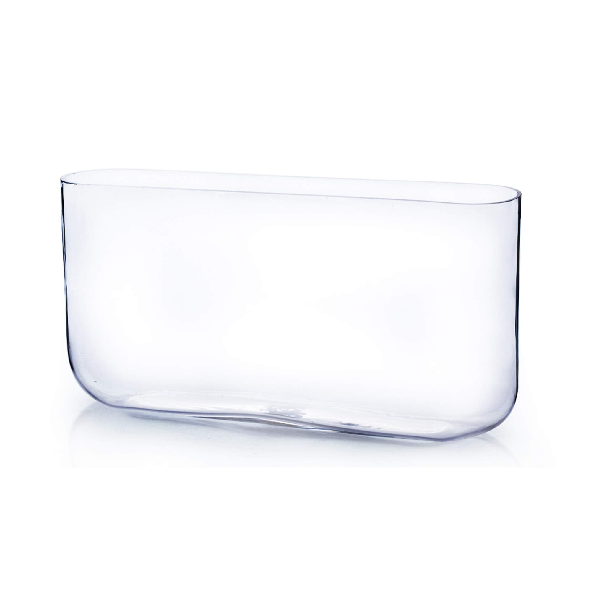 WGV Long Rectangle Block Vase, Width 3, Length 16, Height 8, Clear Round Corners Glass Floral Container Wedding Party Event Deco