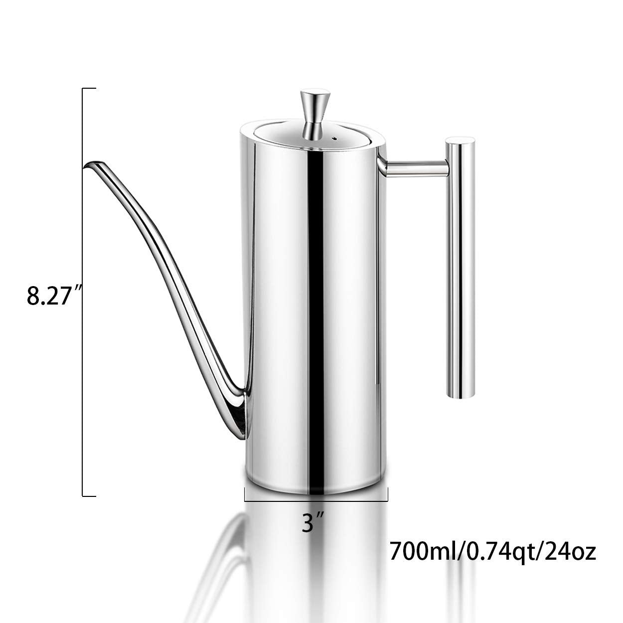 Sumerflos Olive Oil Dispenser Bottle Stainless Steel, 700Ml/24Oz Drip-Free Pouring Oil Pot, Large Oil Storage Container For Sala