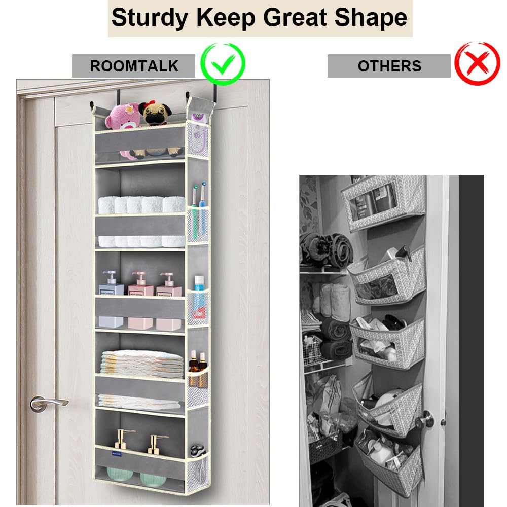 Roomtalk Over The Door Hanging Organizer 5-Shelves And 10 Side Pockets, Over The Door Storage For Bathroom And Bedroom, Back Of