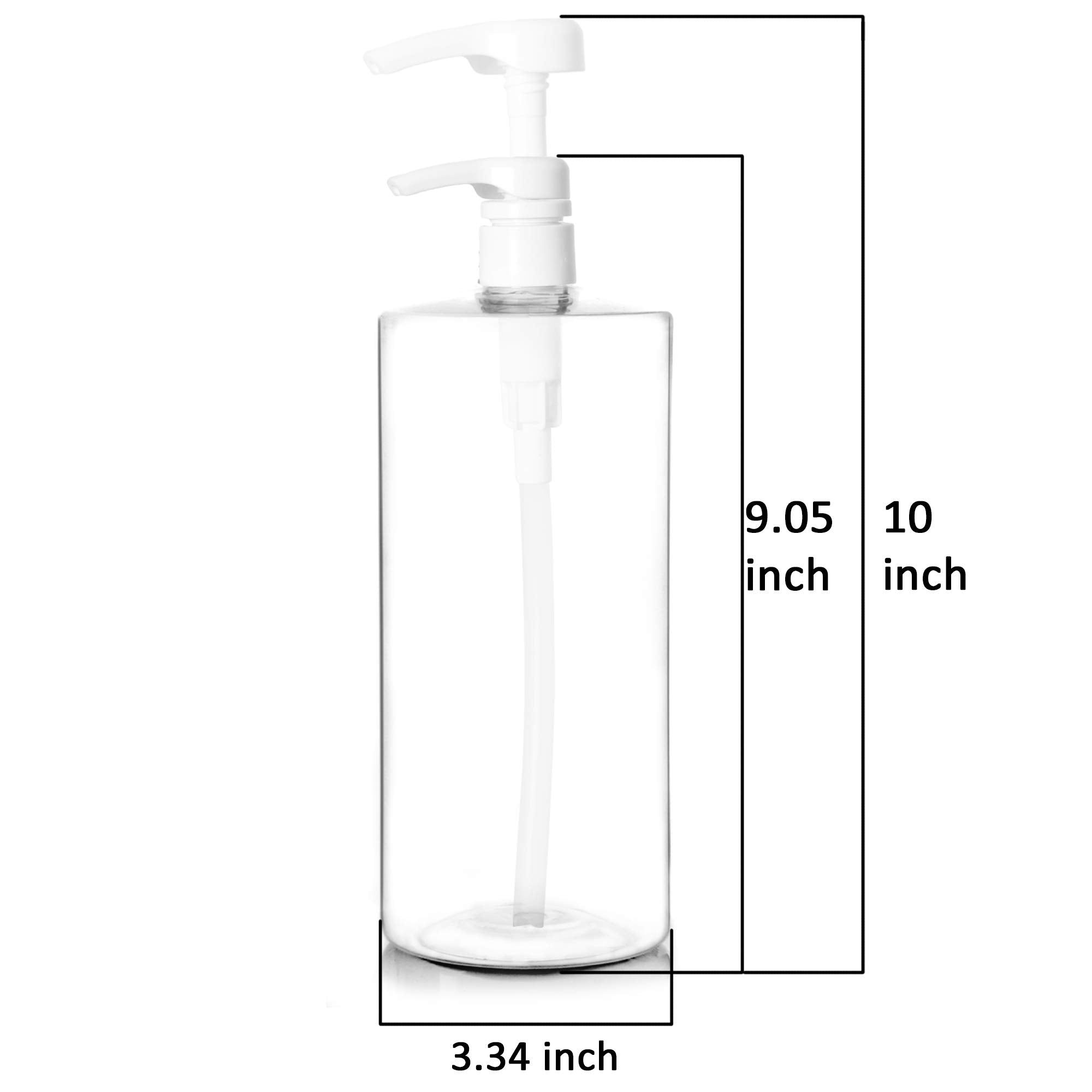 Youngever 4 Pack Pump Bottles For Shampoo 32 Ounce (1 Liter), Empty Shampoo Pump Bottles, Plastic Cylinder With Lockdown-Leak Pr