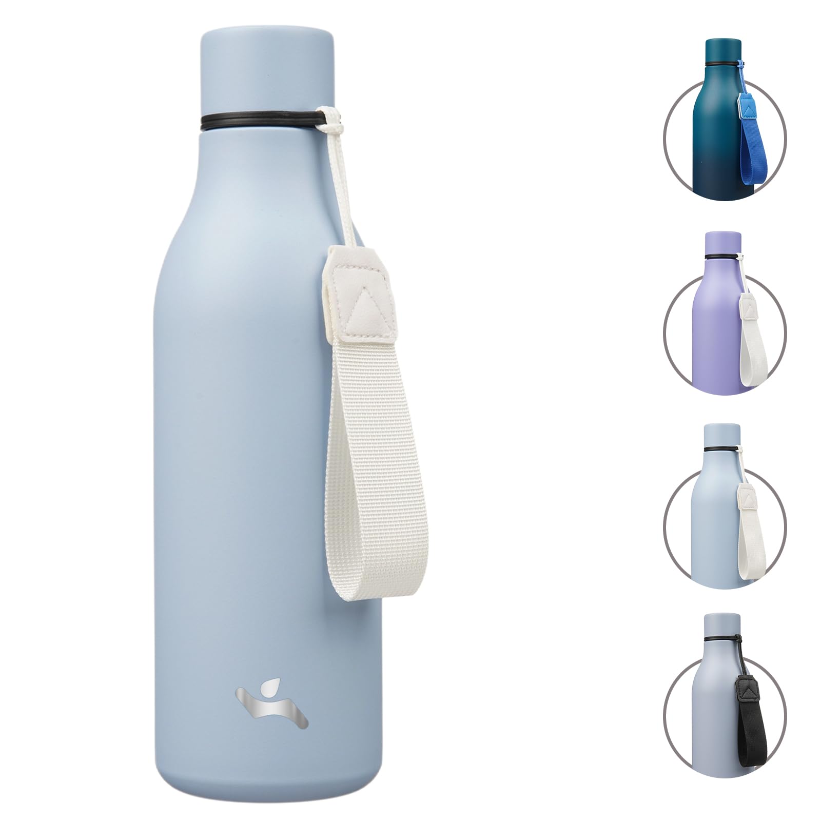 Insulated Water Bottle with Strap,18 oz Double Wall Stainless Steel Vacuum Bottles Metal Water Flask,Candy Blue