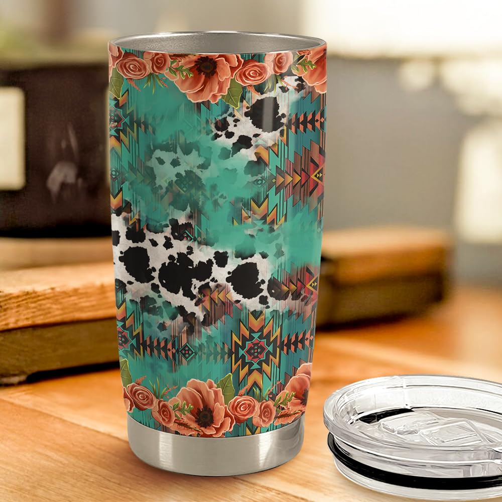 Highland Cow Tumbler 20oz Stainless Steel Insulated Coffee Travel Mug Cup for Women Girls Cows Lovers Cow Gifts for Birthday Chr