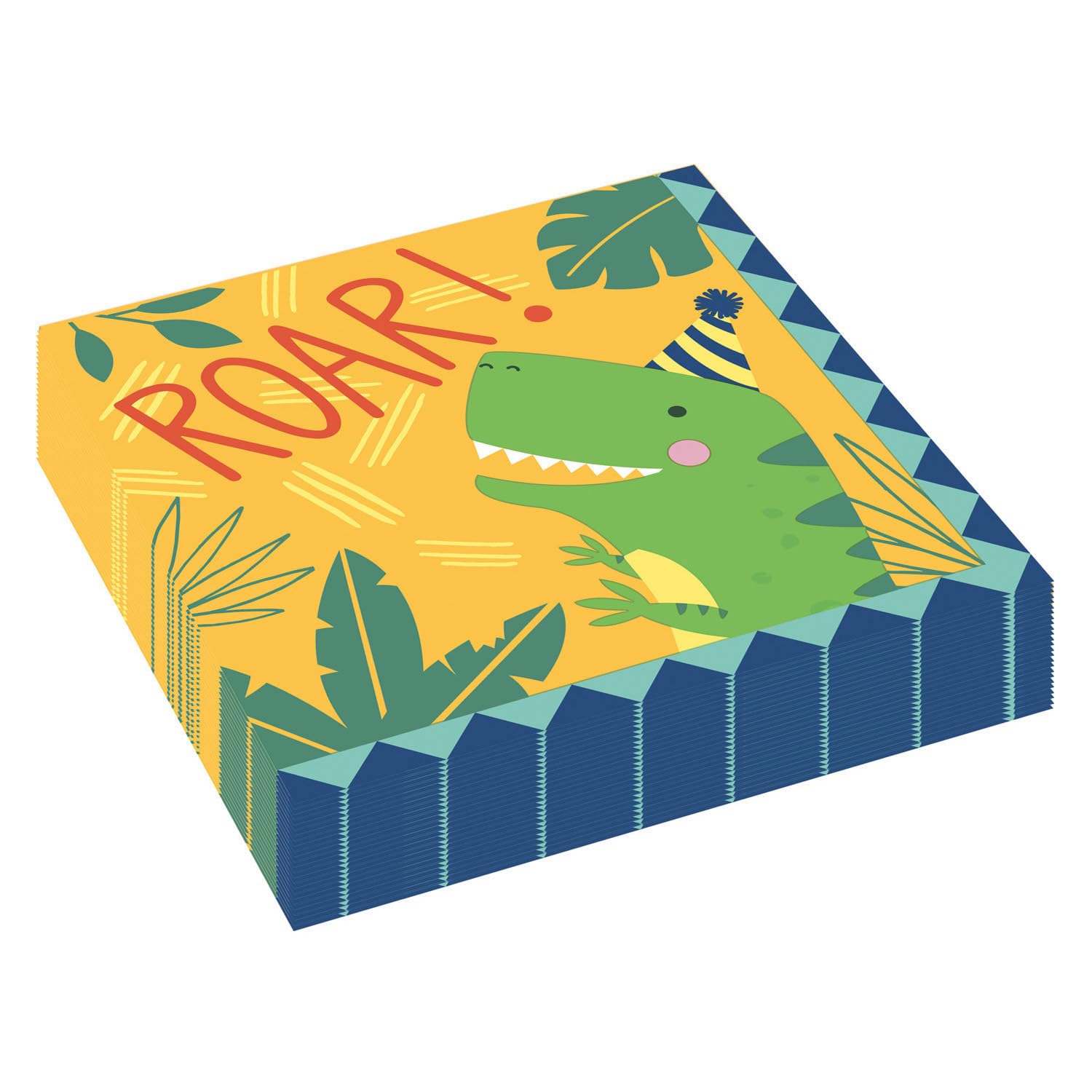 Dino-Mite Paper Luncheon Napkins - 6.5'' X 6.5'' (16 Pcs) | Disposable Multicolor Napkins - Perfect For Kids Parties & Birthday