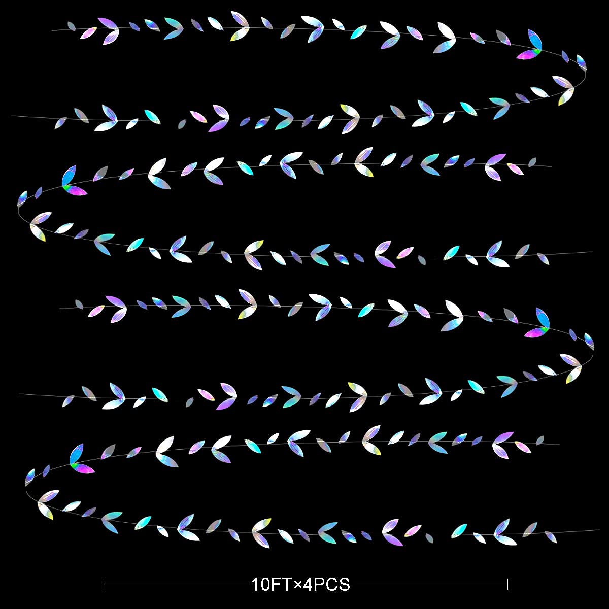 52Ft Iridescent Leaf Garland Holographic Paper Colorful Hanging Leaves Streamer Banner for Birthday Baby Shower Wedding Engagement Bridal Shower Bachelorette Holiday Euphoria Party Decoration Supplies